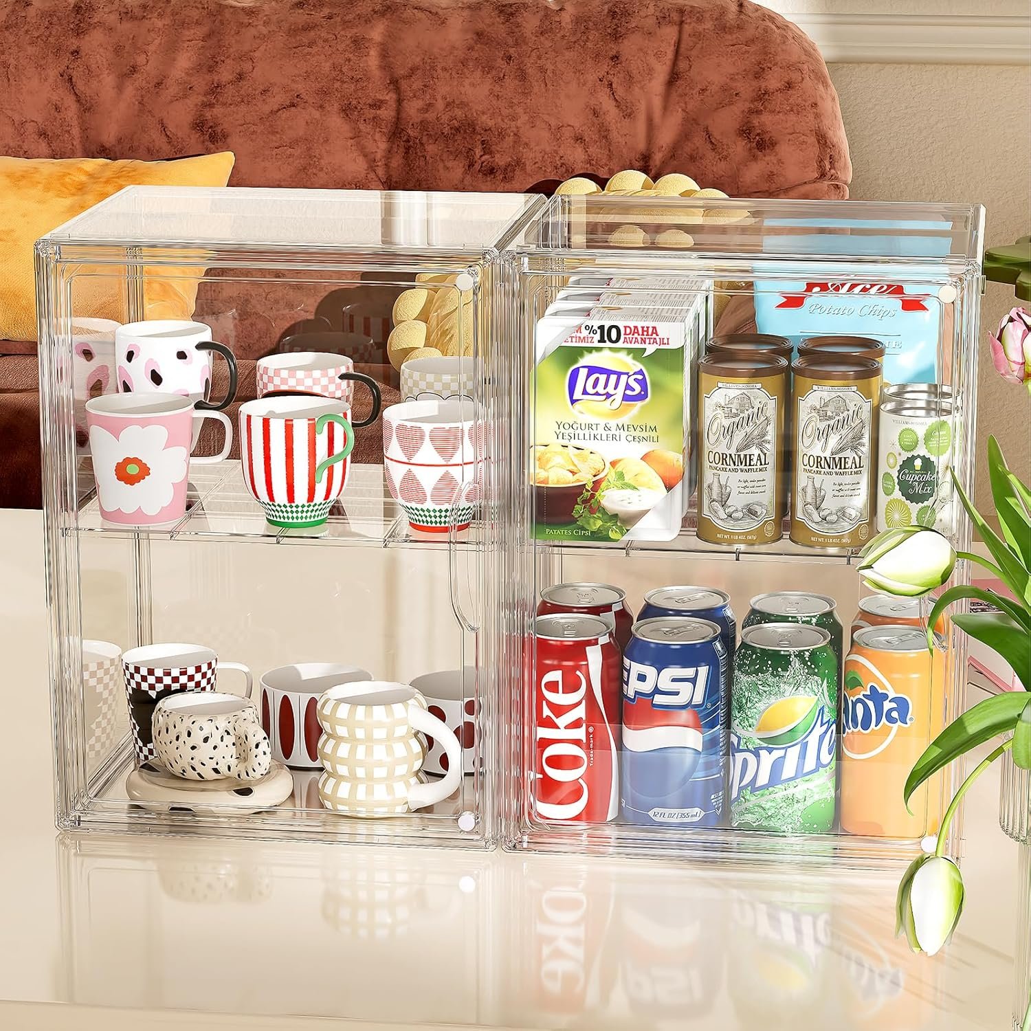 oem odm clear acrylic display case, super large stackable storage bins magnetic attraction lids, acrylic box with compartment divider for collectibles, figures, cosmetic, purse, handbag, wallet, 1 pack factory & wholesale supplier