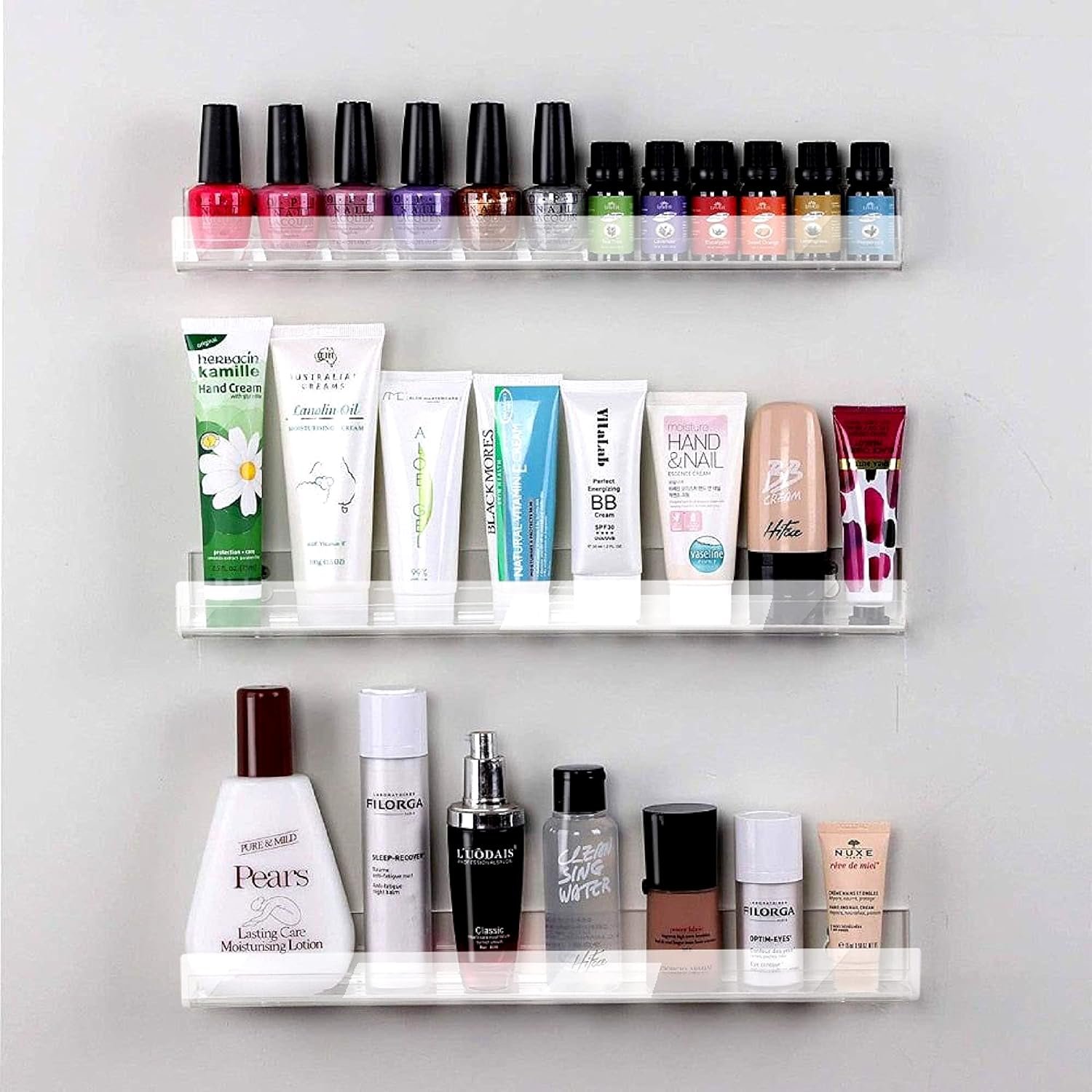 wholesale 4 pack 15 inch clear acrylic shelves, clear kids floating bookshelf for kids room, modern nail polish rack sunglasses essential oil picture ledge display toy storage wall shelf factory & supplier oem odm