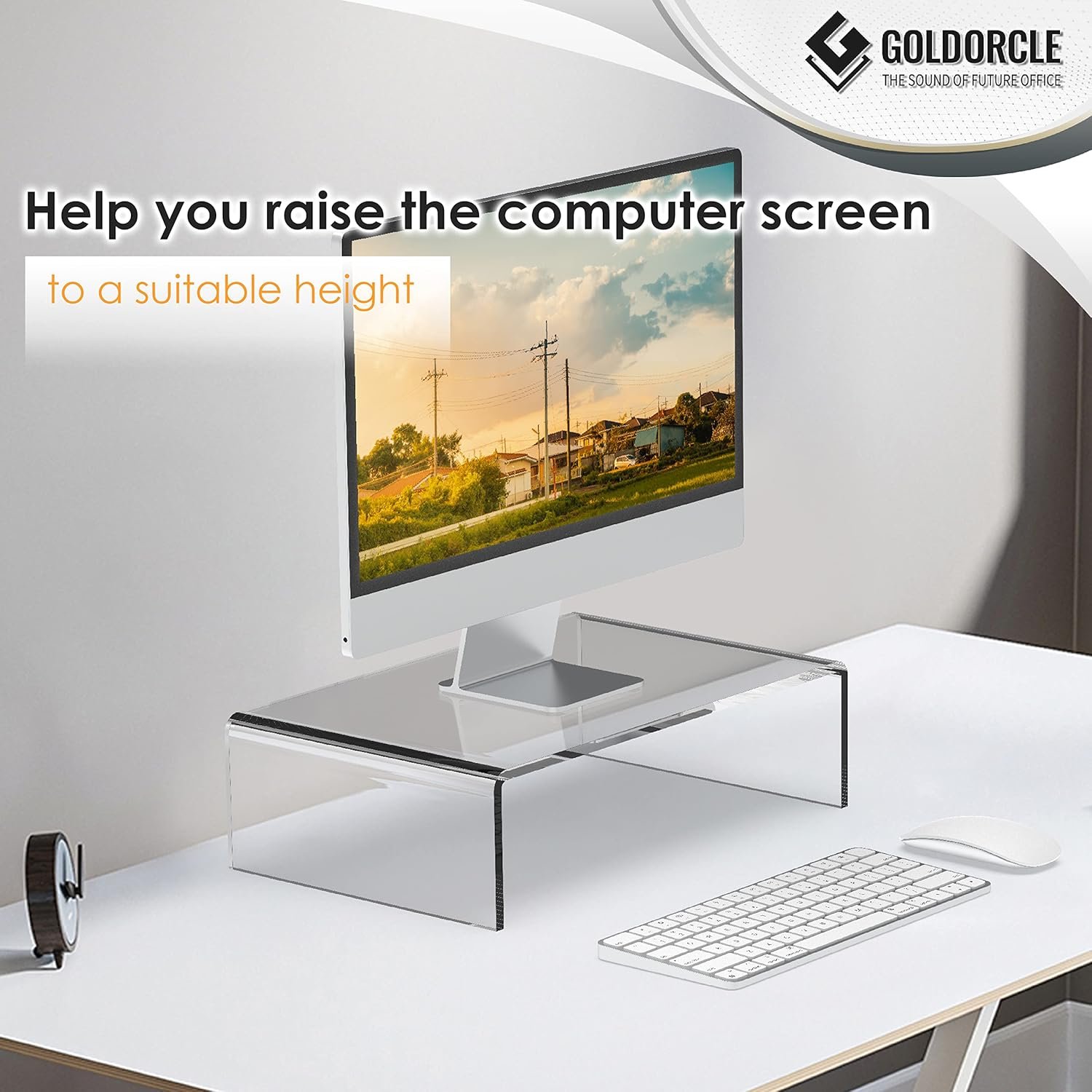 oem odm acrylic monitor stand riser clear computer monitor stand for laptop pc printer computer riser acrylic tray factory & wholesale supplier