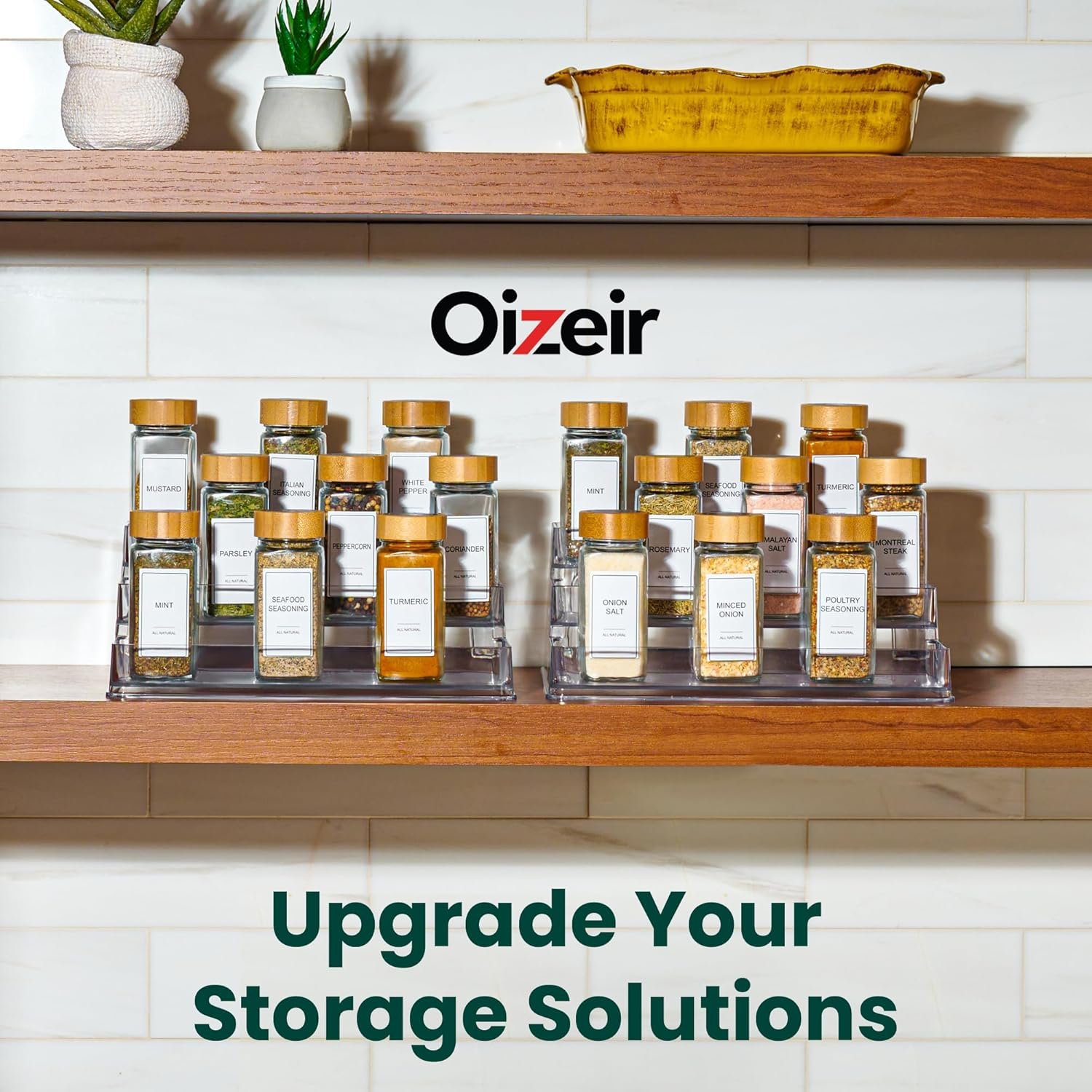oem odm oizeir clear spice rack (2-pack) – 3-tier acrylic organizer for cabinet – deep spice shelf – 10.4 x 9.6 x 4 inches – holds seasoning and condiments factory & wholesale supplier