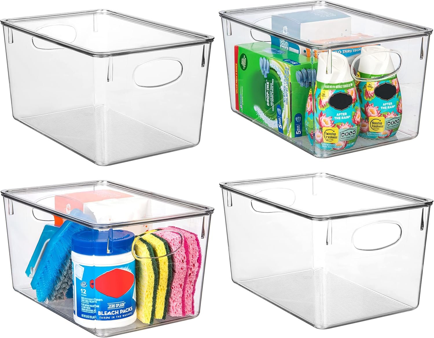oem odm clearspace plastic storage bins with lids, 4 pack – perfect pantry organization and storage – fridge organizer, pantry storage containers and storage bins, cabinet organizers factory & wholesale supplier