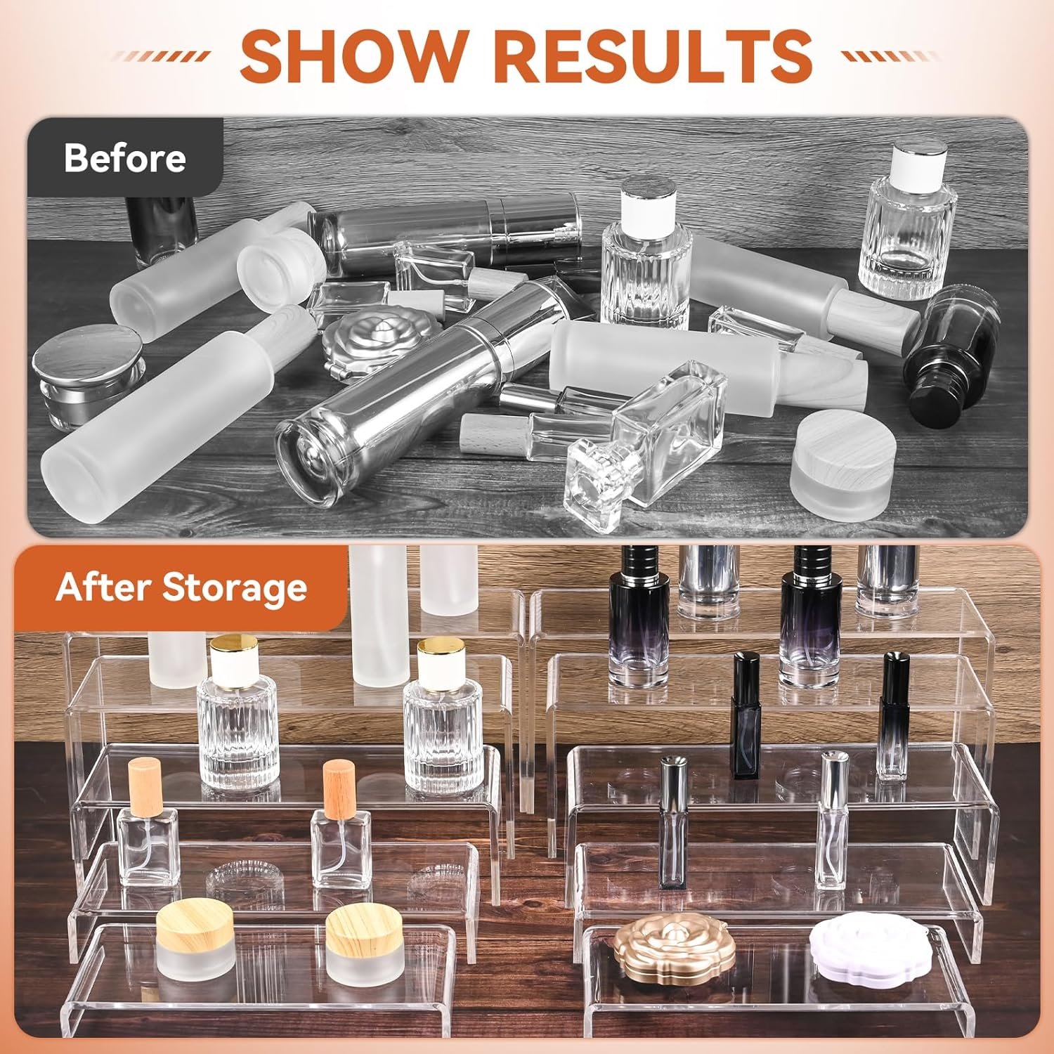 oem odm 10 pcs large acrylic display risers, 2 sets clear risers display stands, 0.19