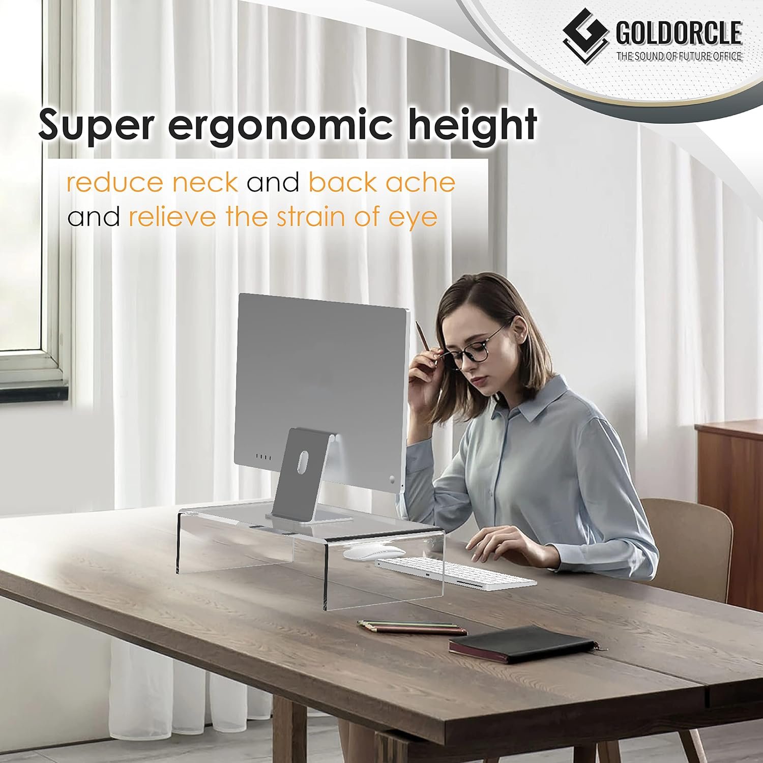 oem odm acrylic monitor stand riser clear computer monitor stand for laptop pc printer computer riser acrylic tray factory & wholesale supplier