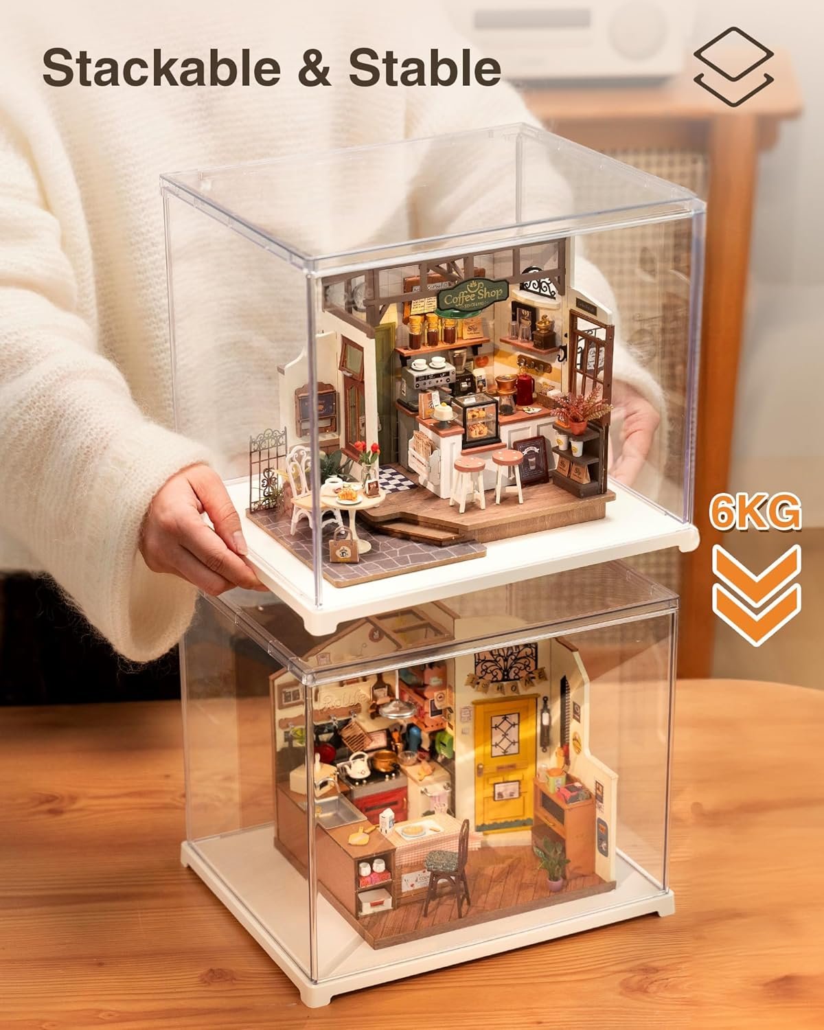 oem odm rowood display box,dustproof acrylic display case for miniature house kit,book nook,3d puzzle(11.3x9.3x9.6inch) factory & wholesale supplier
