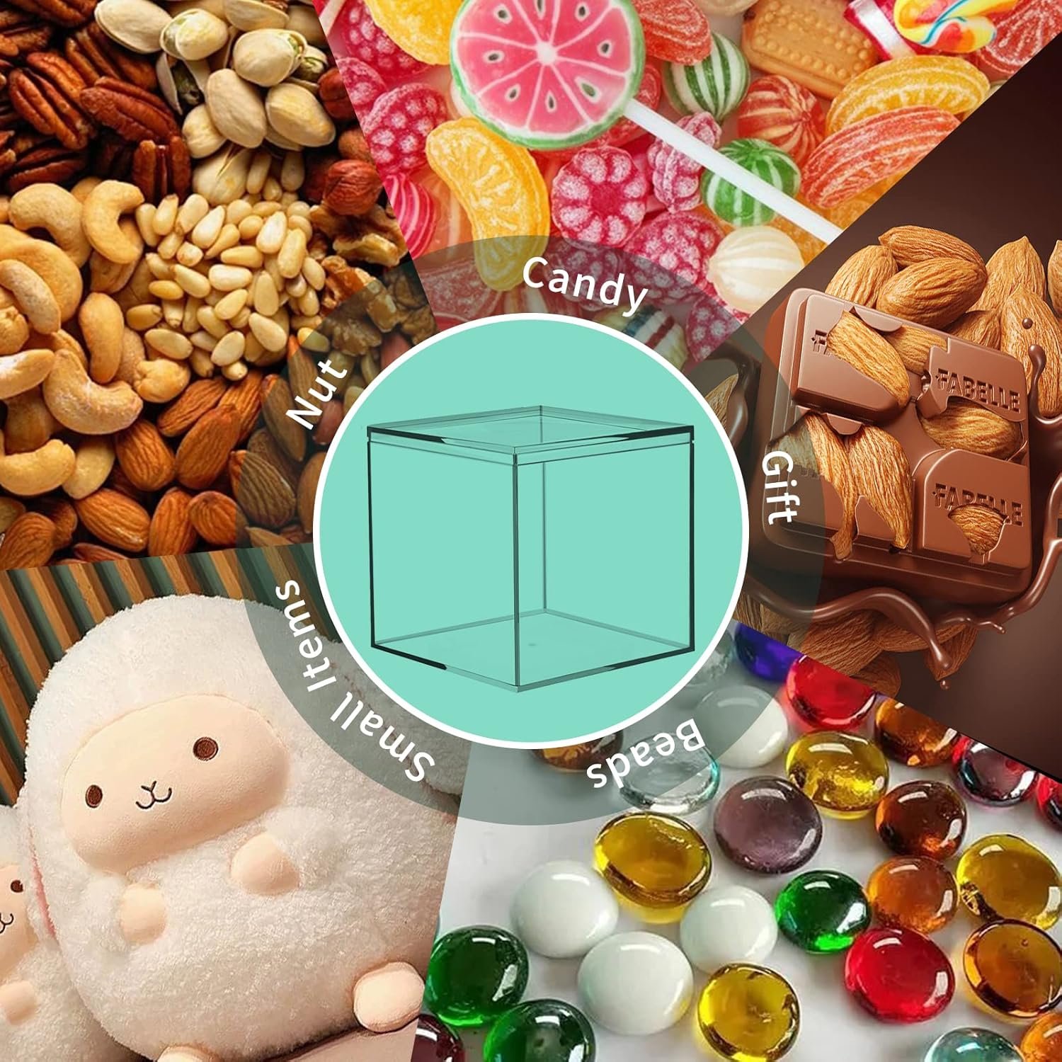oem odm acrylic boxes for display, 3.3x3.3x3.3 inches 4 pack clear plastic favor boxes, small square cube storage containers for candy, jewelry, pill and tiny items factory & wholesale supplier
