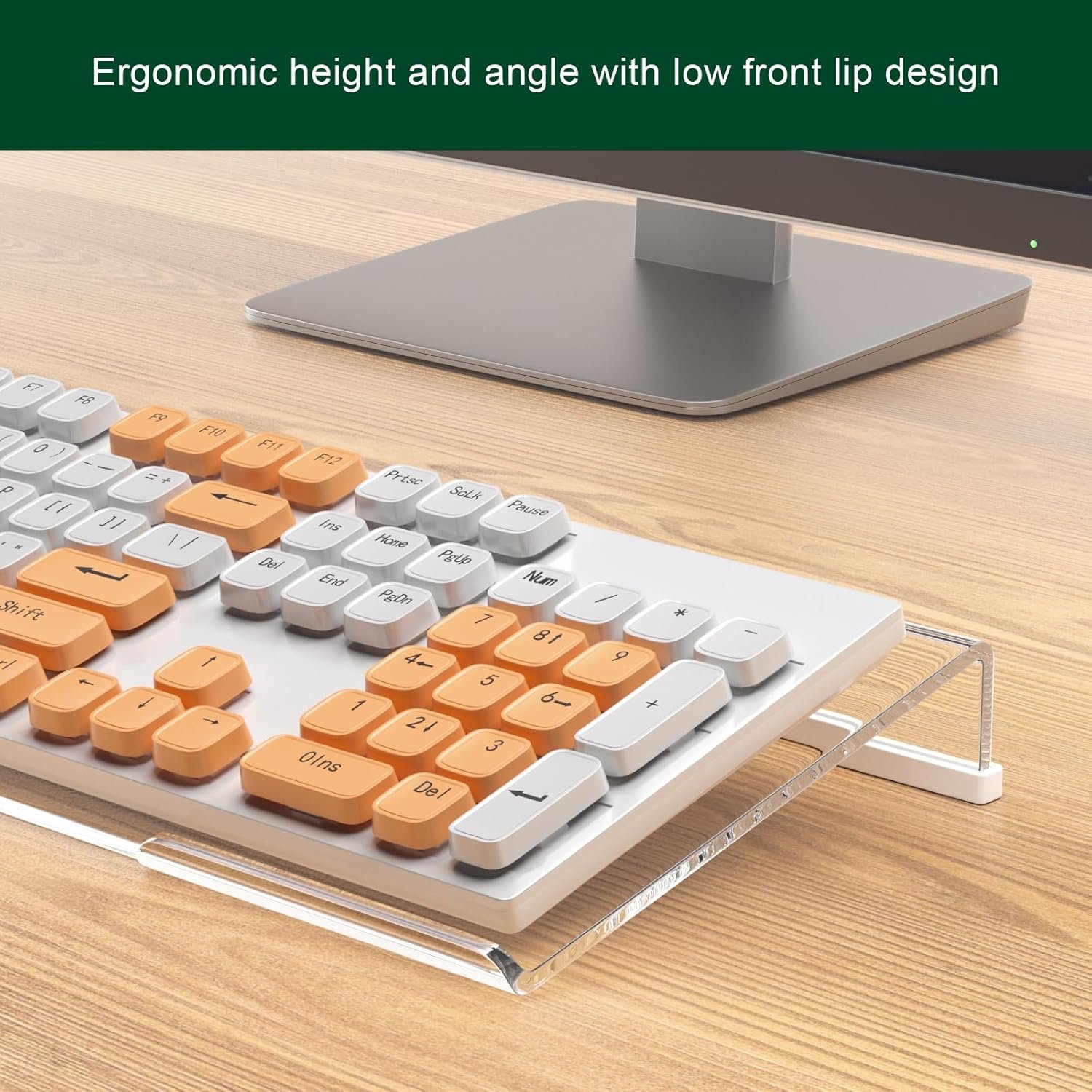 oem odm computer keyboard stand holder - ergonomic acrylic keyboard stand for desktop comfortable keyboard tray riser with silicone anti-slip strip for home school office desk accessory, clear factory & wholesale supplier