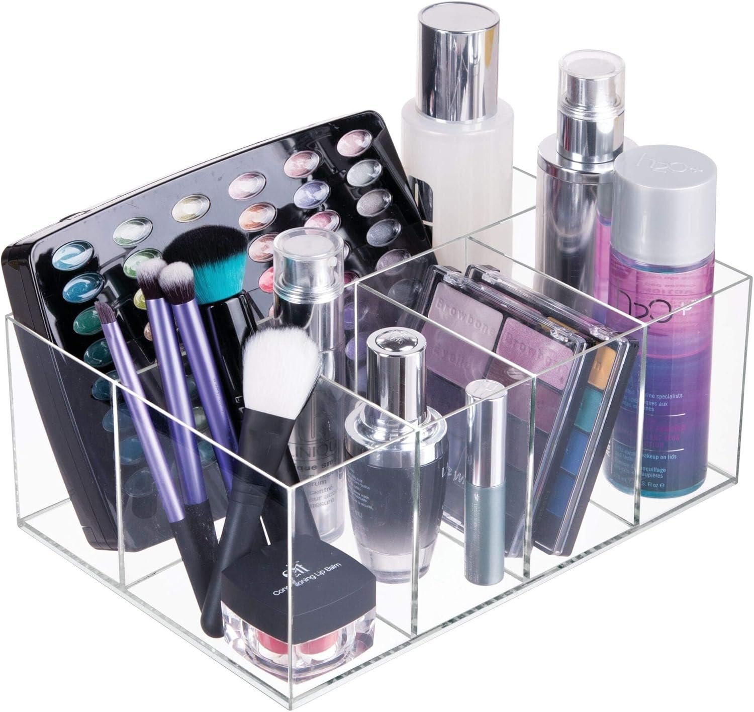 oem odm idesign 5 compartment plastic bathroom storage organizer, the clarity collection – 9.88” x 6.88” x 4”, clear factory & wholesale supplier