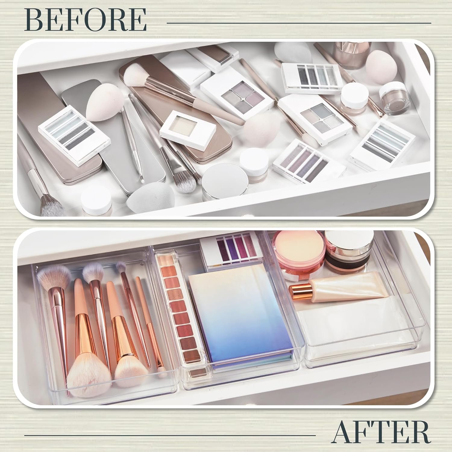 oem odm stori simplesort 3-piece stackable clear drawer organizer set | 9