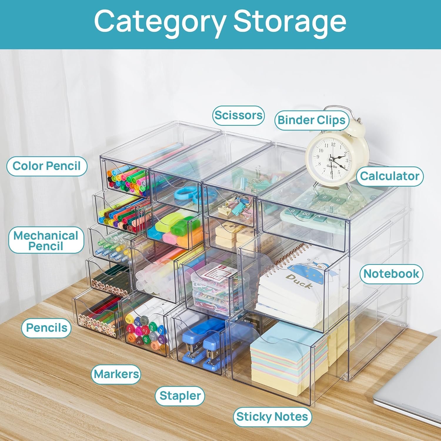 oem odm vtopmart acrylic organizer with 16 drawers (4 set),clear storage drawers for office supplies,desk organization and storage for makeup,jewelry,art crafts factory & wholesale supplier