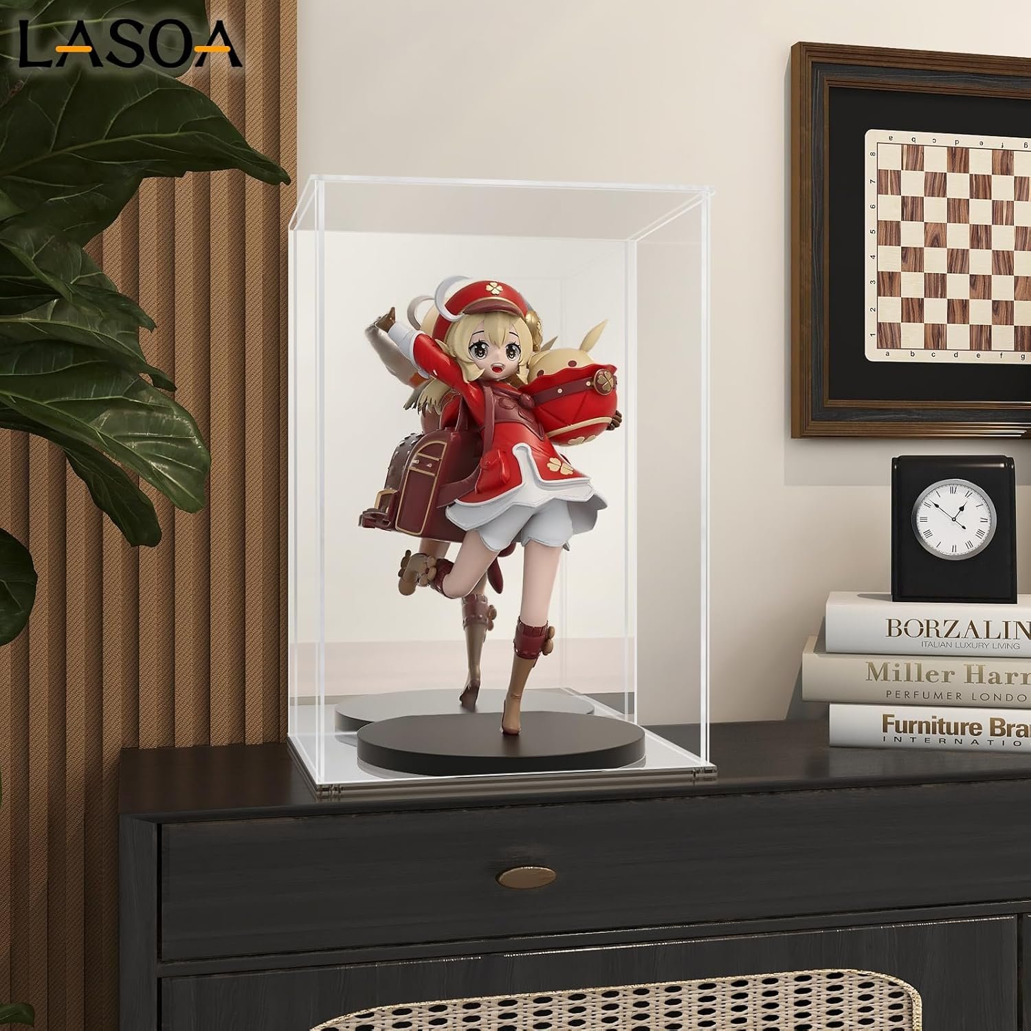 oem odm lasoa acrylic display case for collectibles – clear display box with mirrored back and base, self-assembly small showcase for figurines, models, and memorabilia, 4x4x6inch factory & wholesale supplier