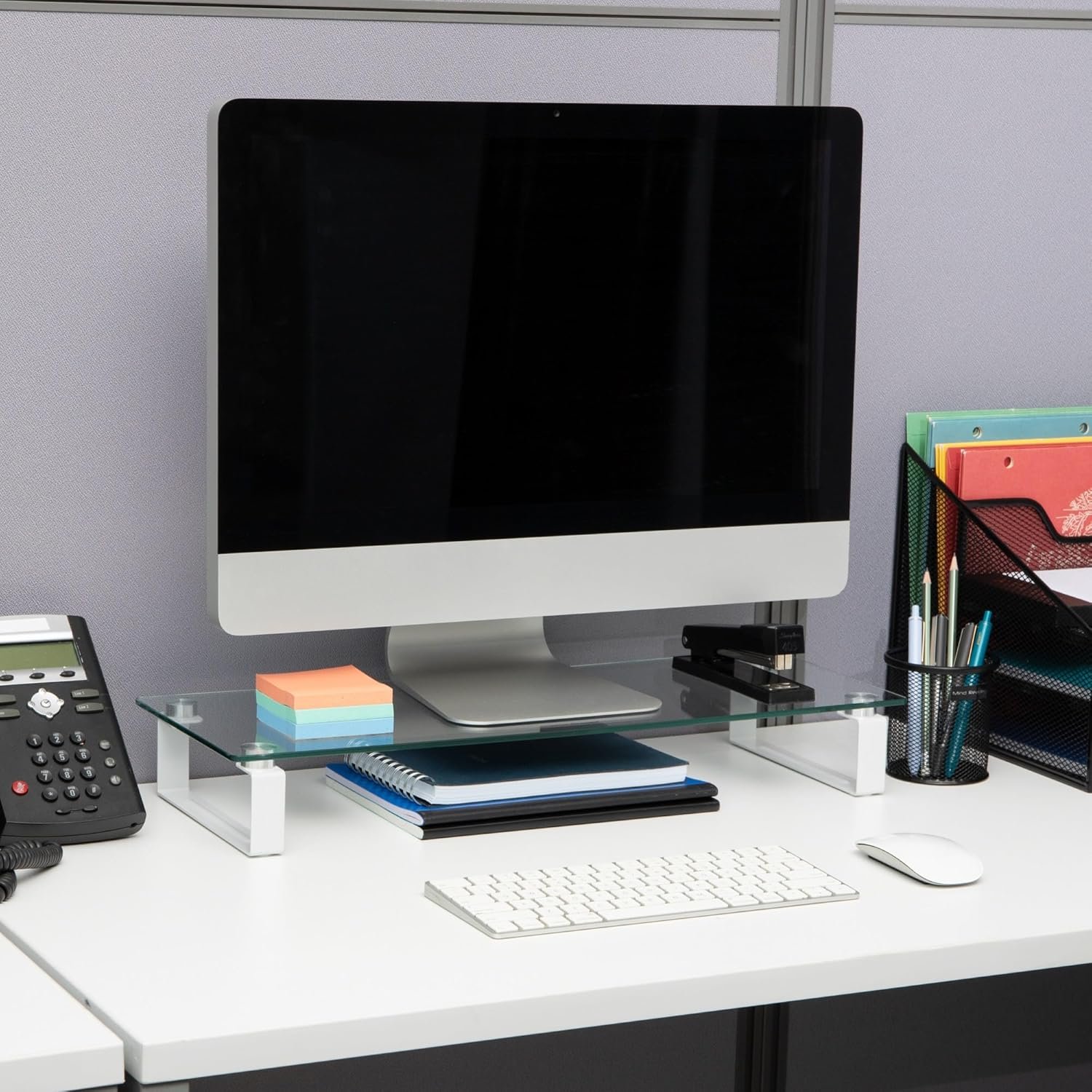 oem odm mind reader monitor stand, contemporary, desktop organizer, laptop riser, office, glass, 22