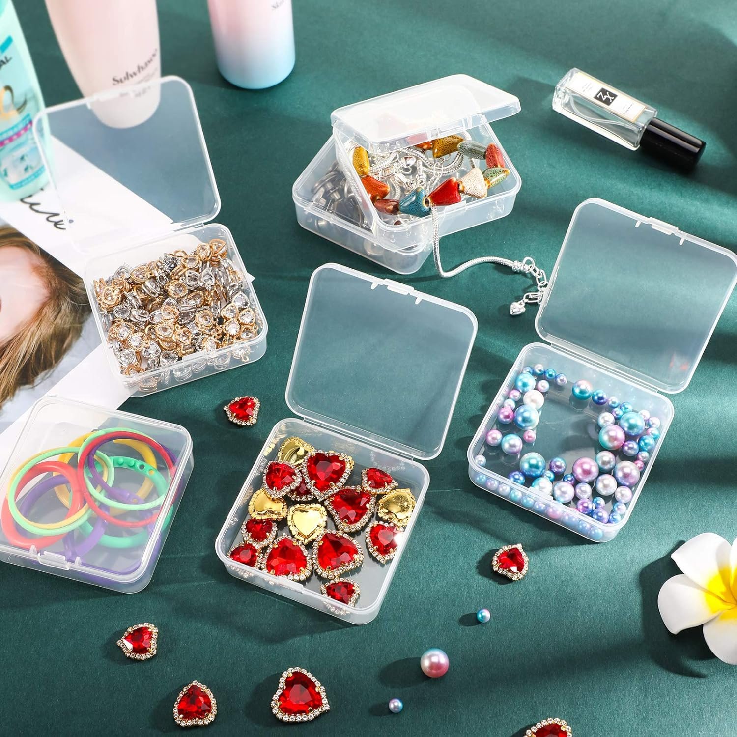 oem odm 6 pieces mini plastic clear beads storage containers box for collecting small items, beads, jewelry, business cards, game pieces, crafts (2.13 x 2.13 x 0.79 inch) factory & wholesale supplier