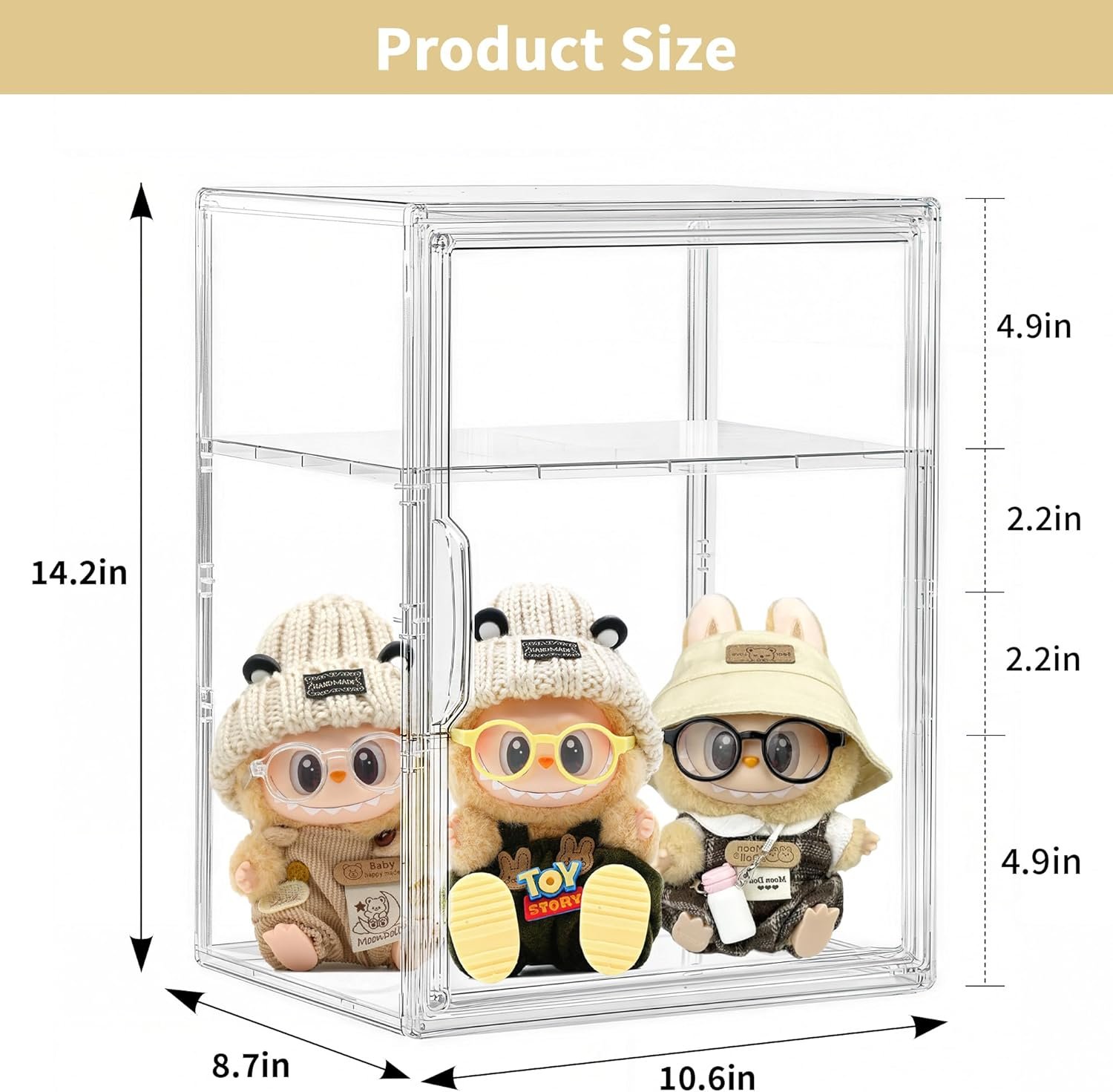 wholesale acrylic display case for collectibles, clear storage bin with 3 adjustable layers and1 removable divider, stackable clear storage box with magnetic door for figures, home or office,large,2pack factory & supplier oem odm