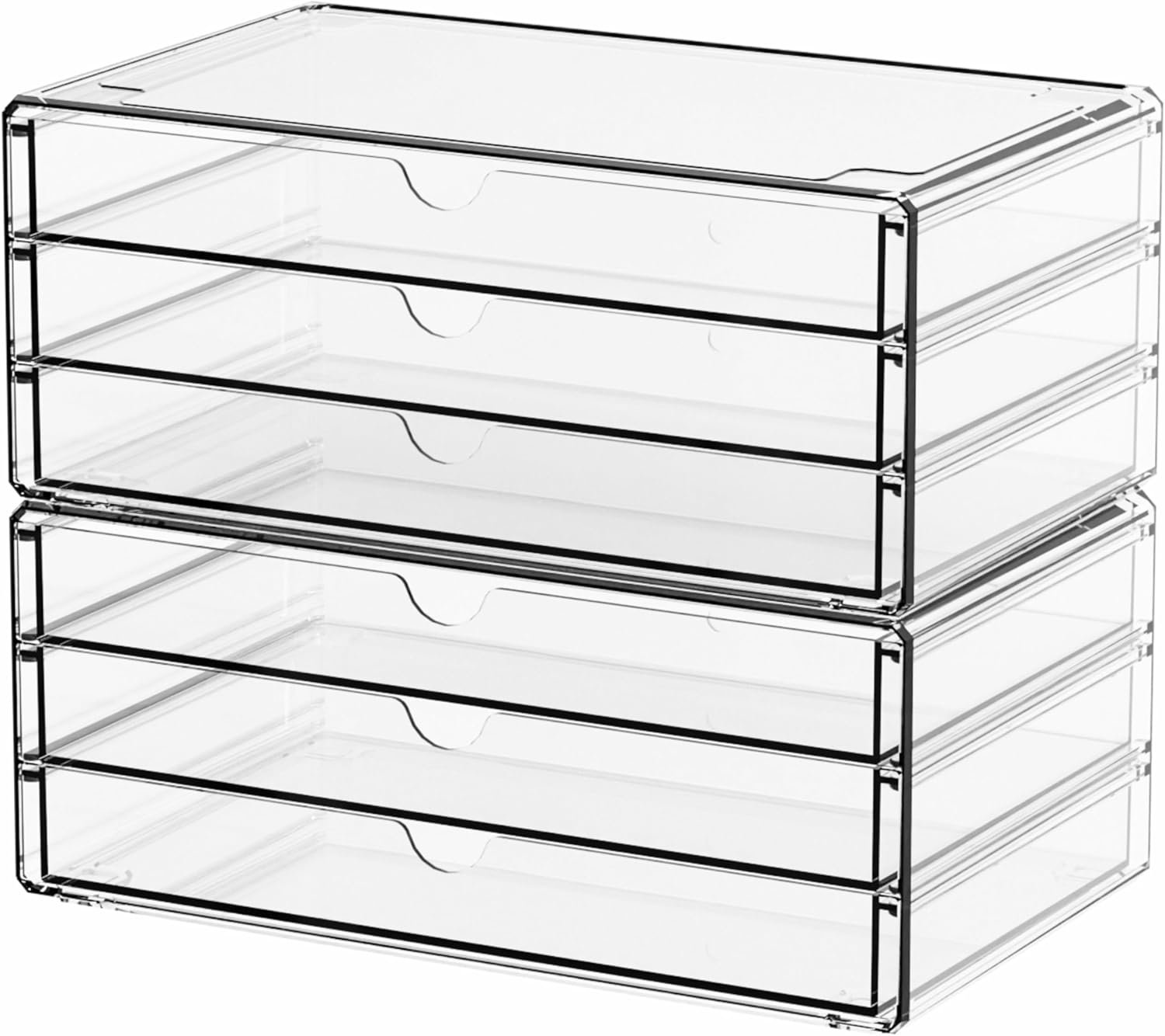 oem odm yieach 2 pack acrylic storage drawers with 6 drawers,stackable desk organizer and makeup organizer,large clear office supplies organizer for pen,stationary,palettes,arts craft organizers and storage factory & wholesale supplier