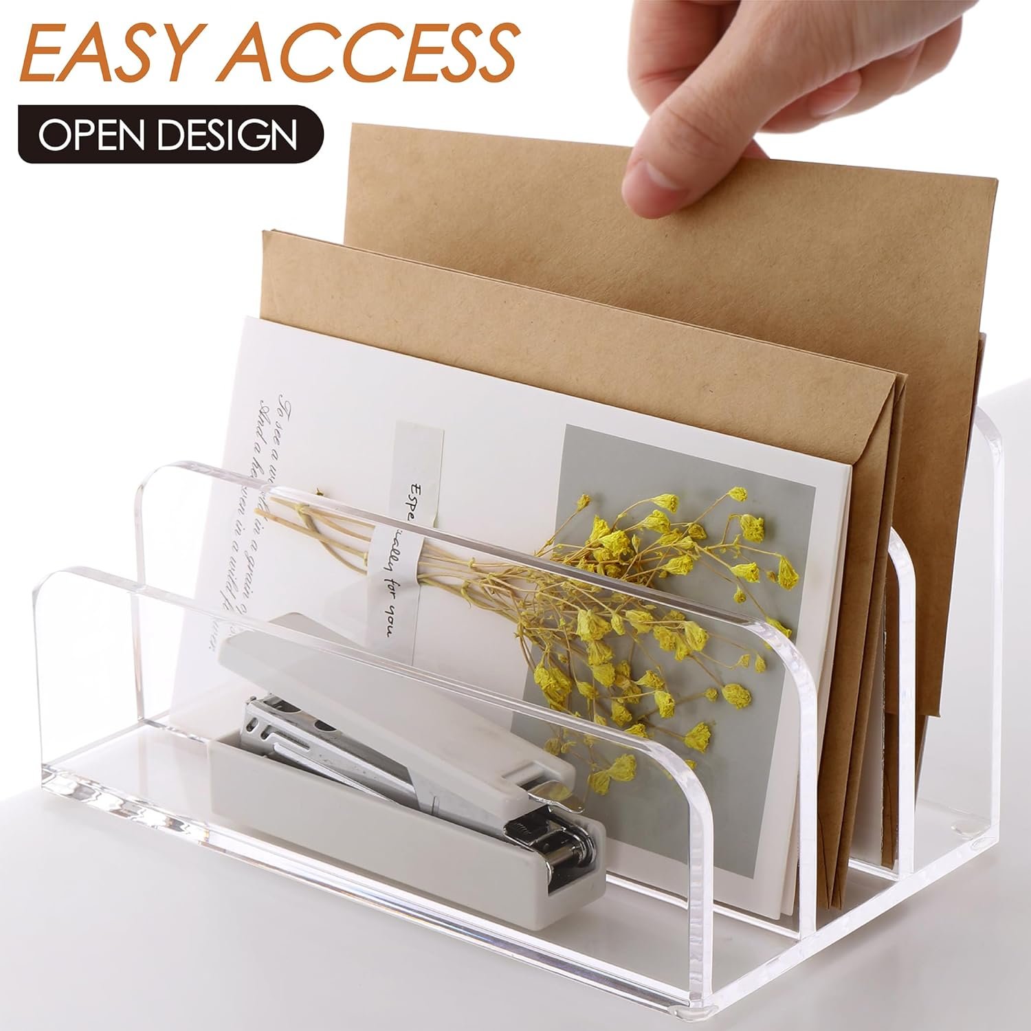 oem odm sanrui 3 compartments mail organizer letter holder for desk ,vertical letter holder,file sorter acrylic desk organizer office supplies,clear factory & wholesale supplier