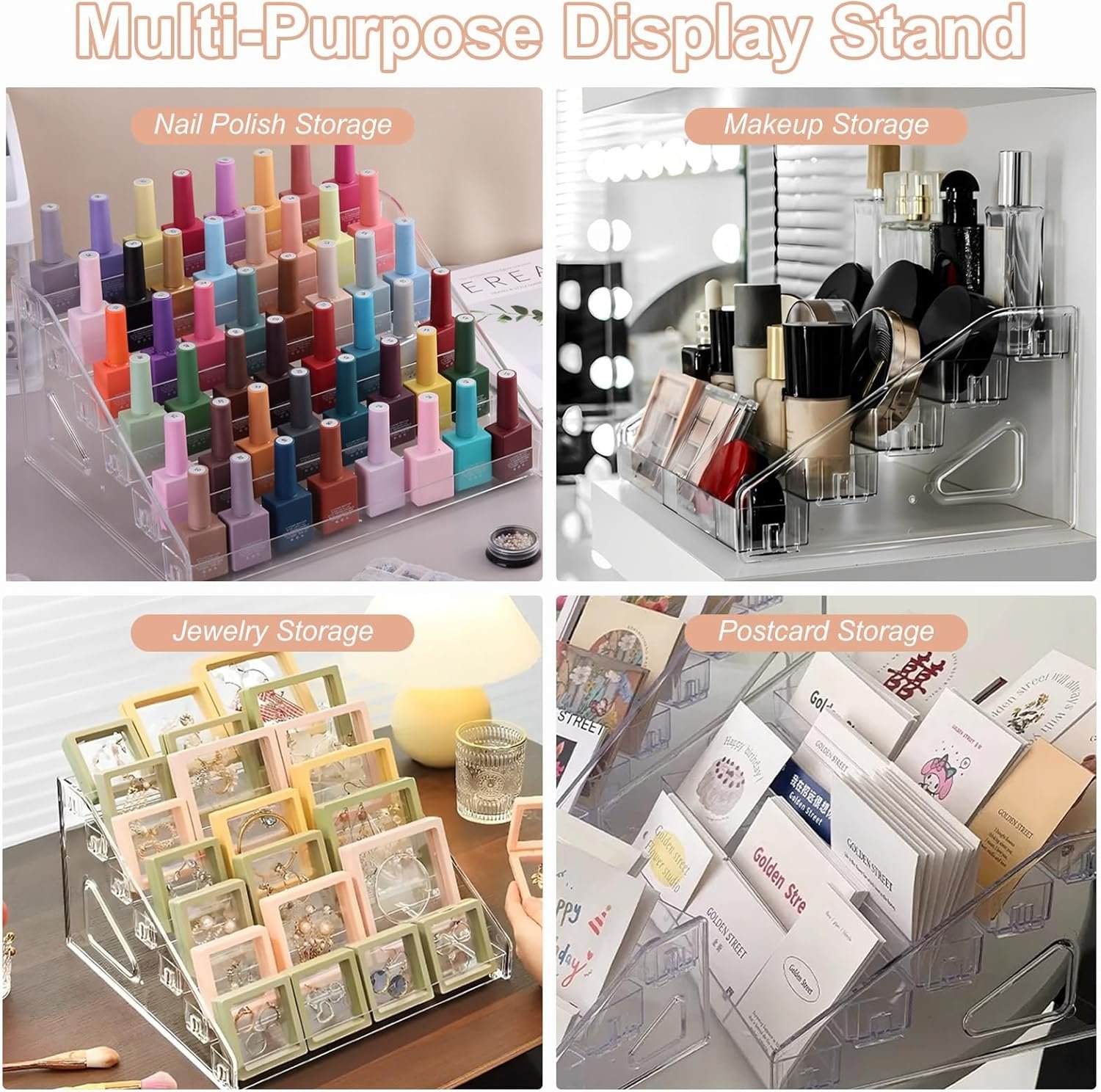 oem odm nail polish organizer clear acrylic eyeglasses display holder essential oil storage rack makeup stand tray - 6 layer factory & wholesale supplier