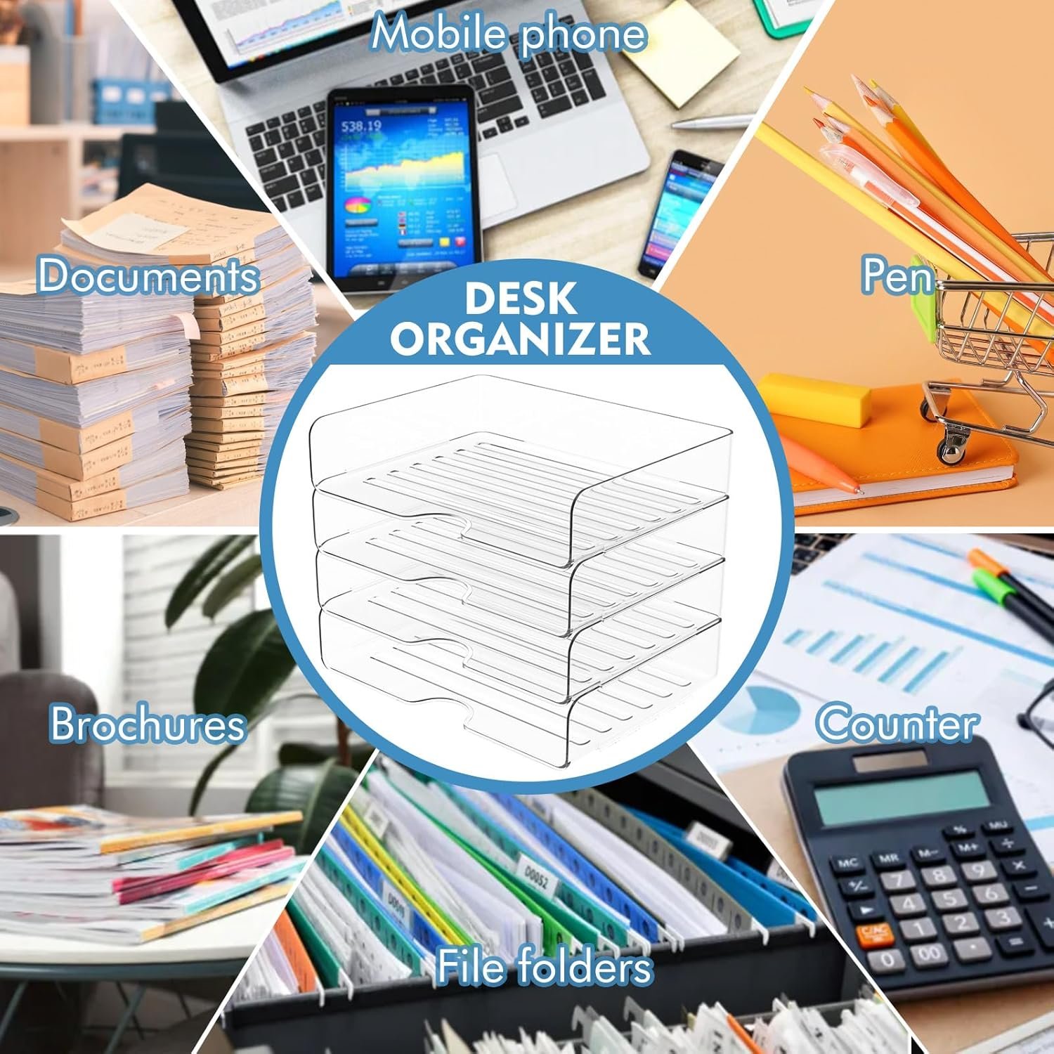 oem odm paper organizer letter tray, 4 pack acrylic stackable desk file organizer,clear office organizer for file paper, ipad, letter, a4 office file, books, notes, etc factory & wholesale supplier