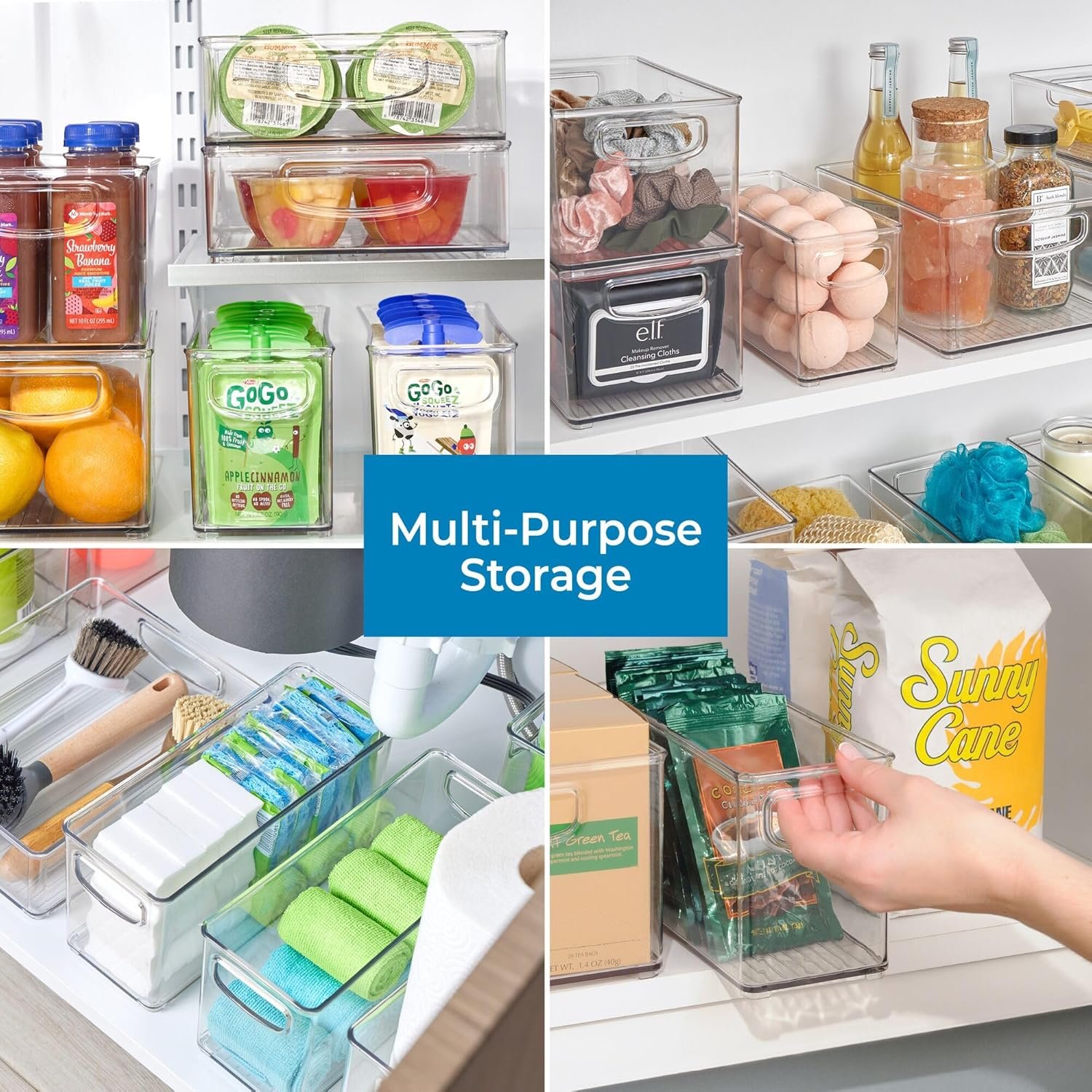 oem odm idesign stackable pantry bin with handles for kitchen, fridge, or freezer, clear, made in usa factory & wholesale supplier
