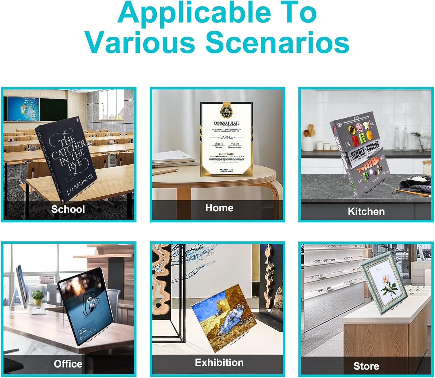 wholesale boloyo acrylic book stand without ledge,6 inch 4pc clear acrylic display easel transparent display stand holder tablet holder for displaying pictures,books,artworks, cds factory & supplier oem odm
