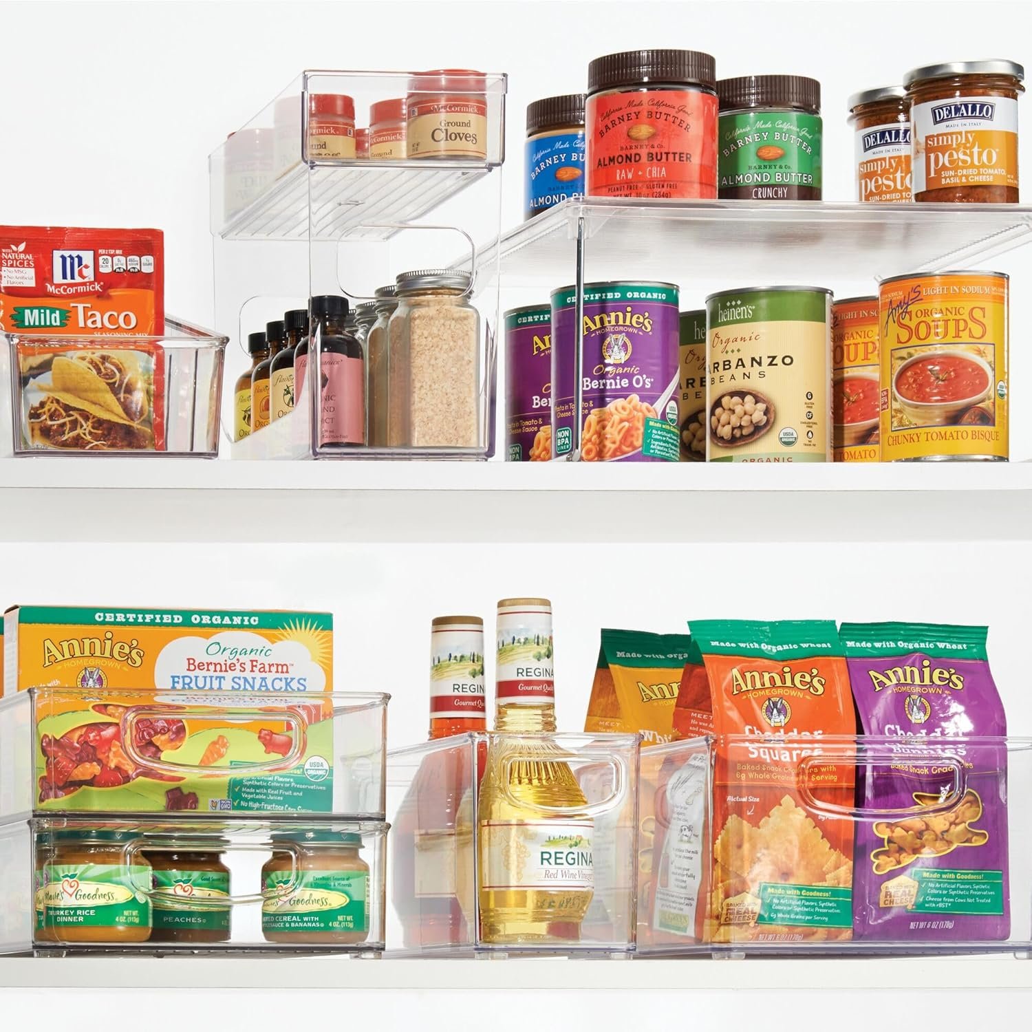 oem odm idesign stackable pantry bin with handles for kitchen, fridge, or freezer, clear, made in usa factory & wholesale supplier