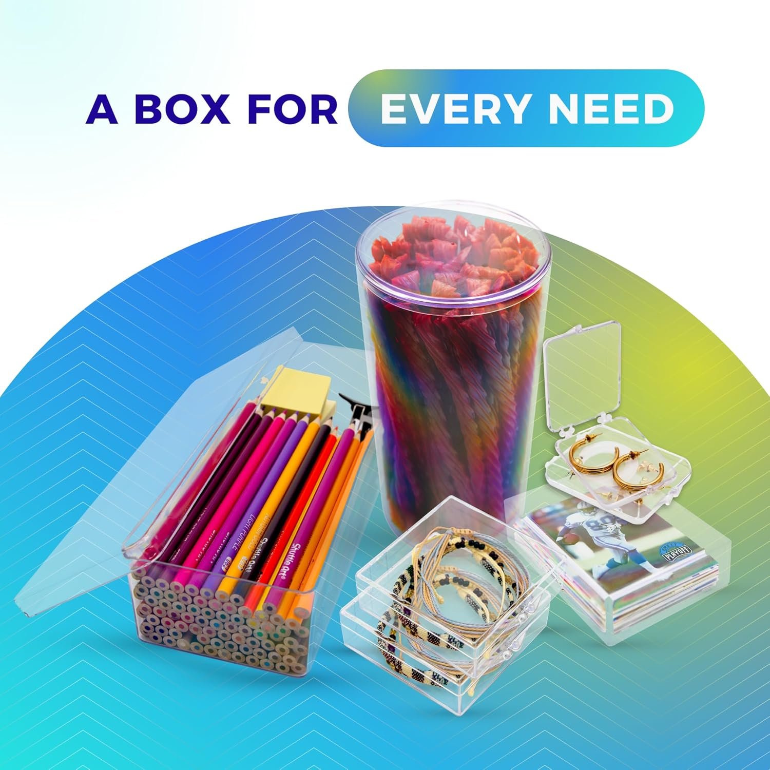 oem odm clear hard plastic hinged lid box, keepsake storage box and display case for collectibles, 10 3/8