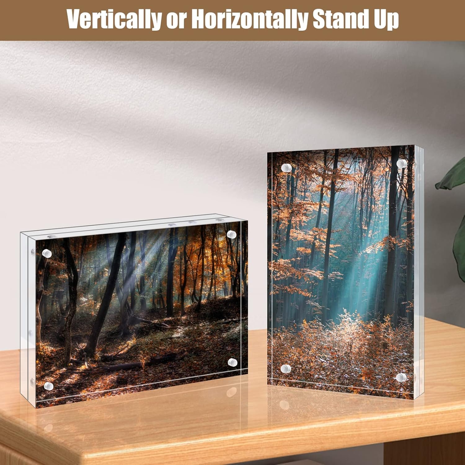 wholesale egofine 4x6 acrylic frames 6 pack, 20mm thicker frameless clear picture frames, double sided magnetic picture frames, free standing desktop display factory & supplier oem odm