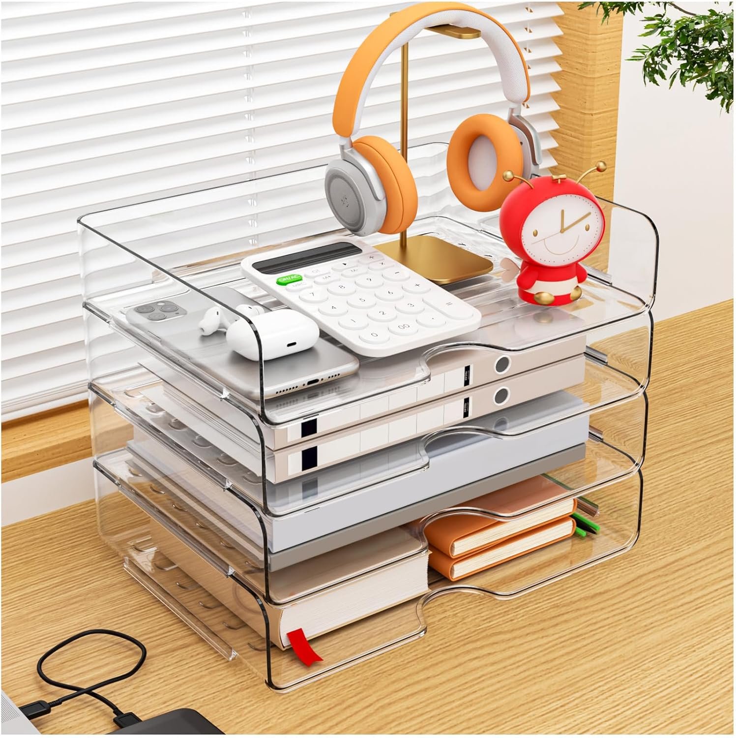 oem odm paper organizer letter tray, 4 pack acrylic stackable desk file organizer,clear office organizer for file paper, ipad, letter, a4 office file, books, notes, etc factory & wholesale supplier