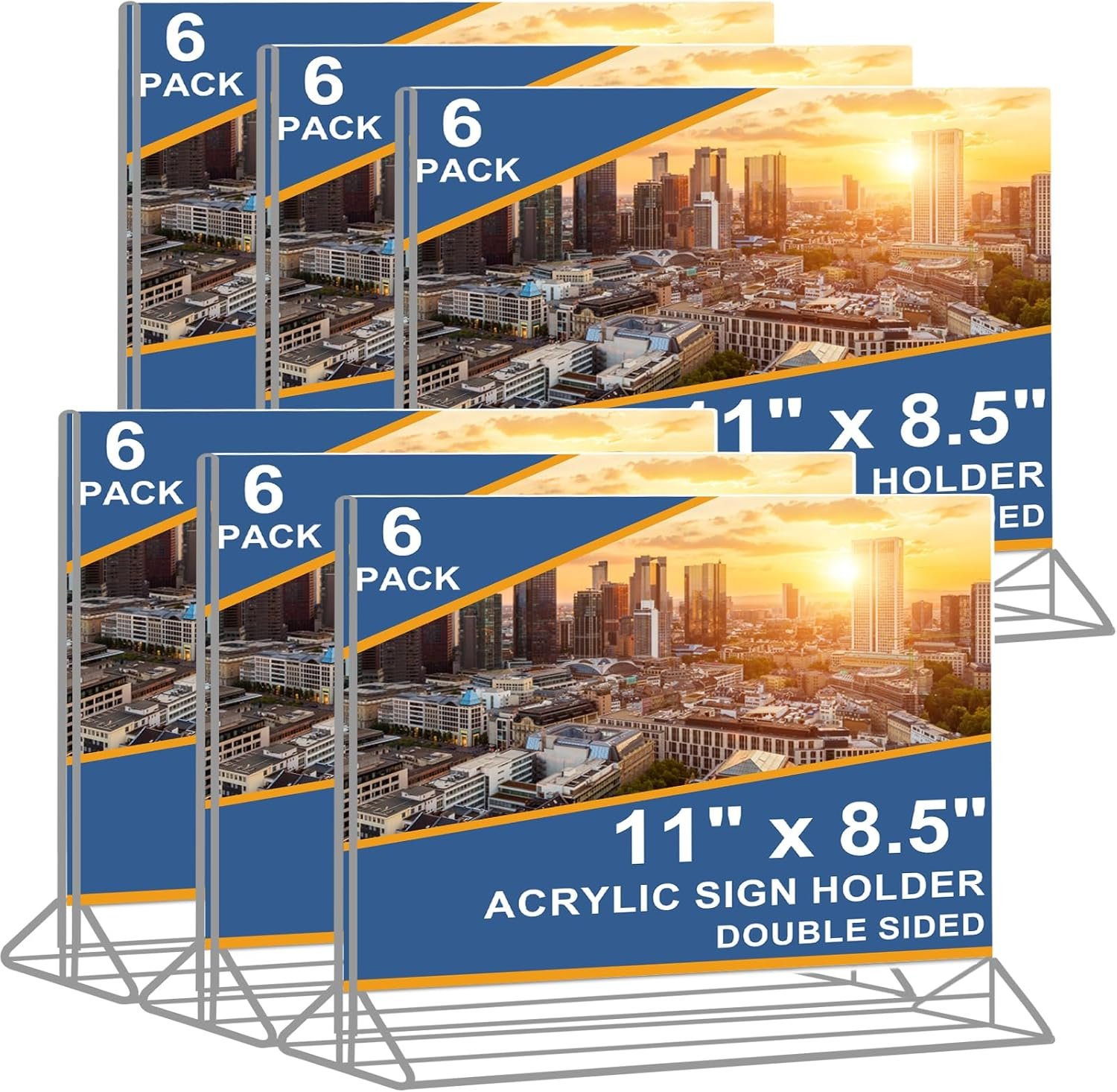 wholesale horizontal acrylic sign holder 8.5 x 11 - double sided t shape menu table stands, plastic paper flyer display stand, clear picture photo frames for wedding, office, store, restaurant (6 pack) factory & supplier oem odm