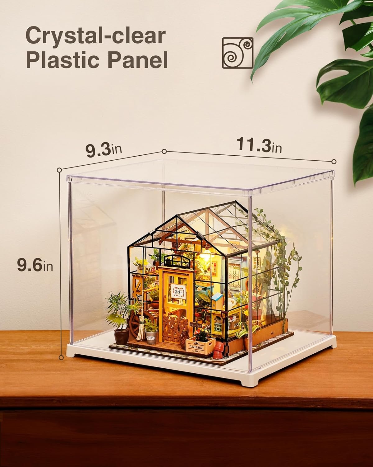 oem odm rowood display box,dustproof acrylic display case for miniature house kit,book nook,3d puzzle(11.3x9.3x9.6inch) factory & wholesale supplier