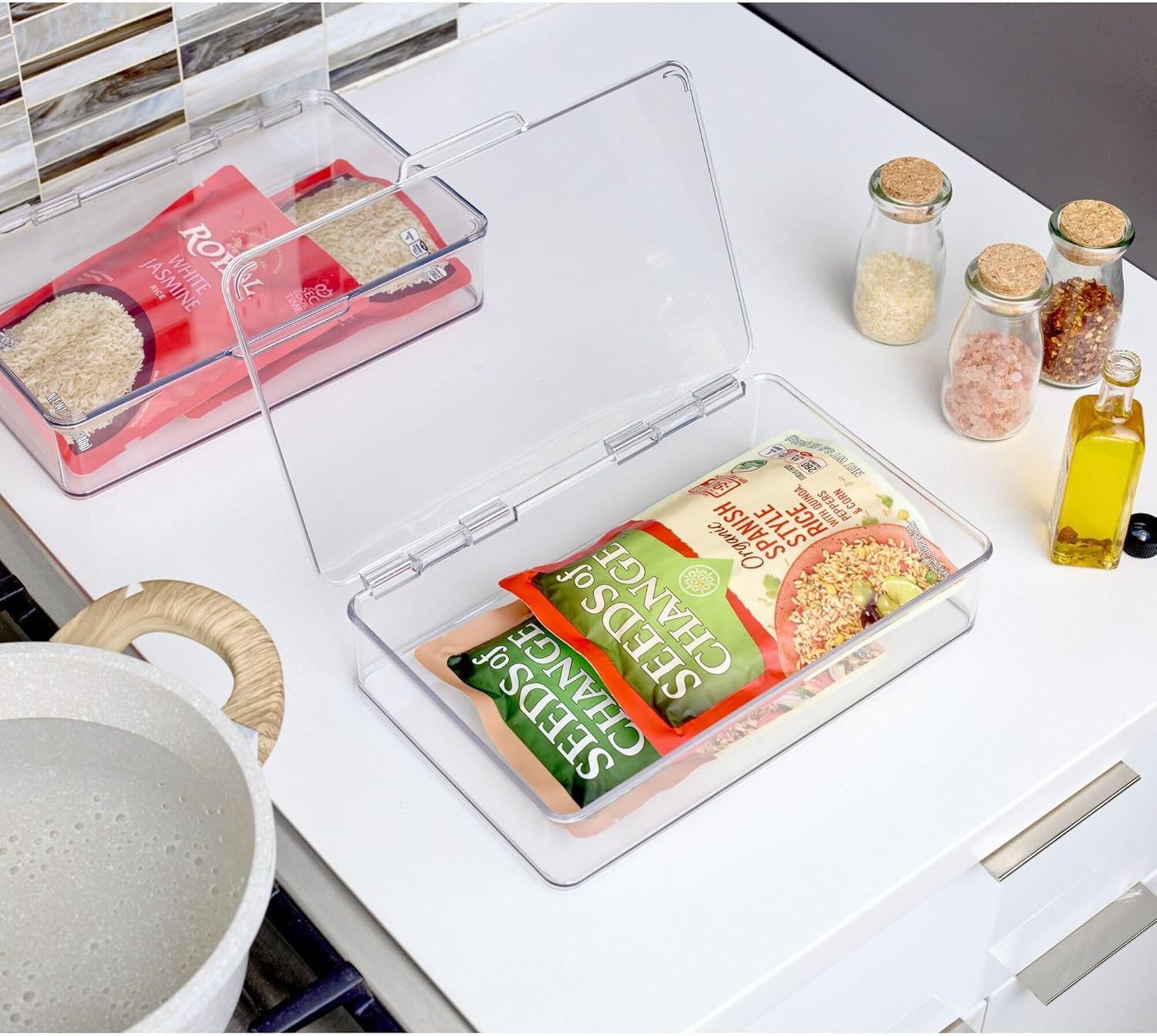 oem odm idesign kitchen binz bpa-free plastic stackable organizer box with lid - 7.26