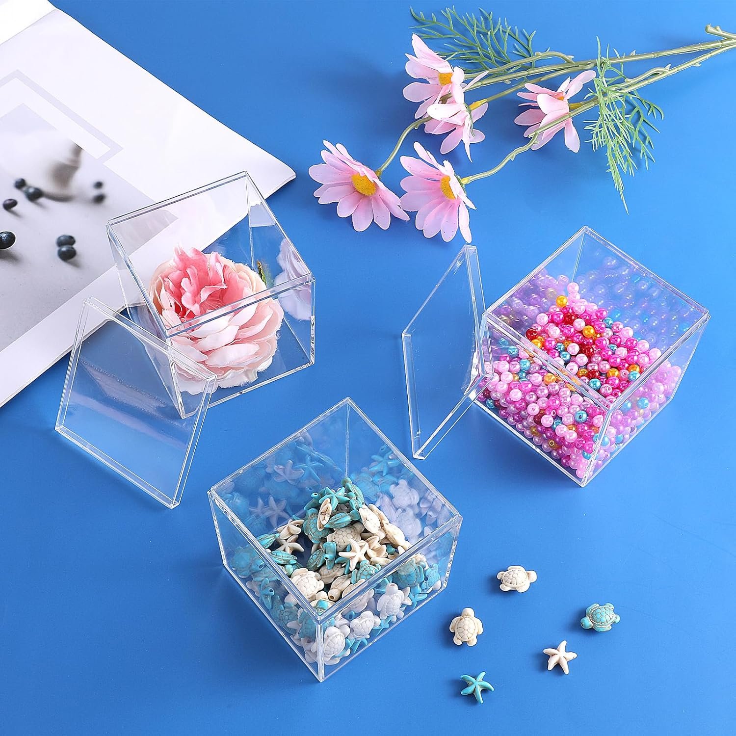 oem odm 12 pcs clear acrylic box with lid decorative plastic display box acrylic gift box tiny square box clear storage containers for home candy treats jewelry display 3 x 3 x 3 inch factory & wholesale supplier