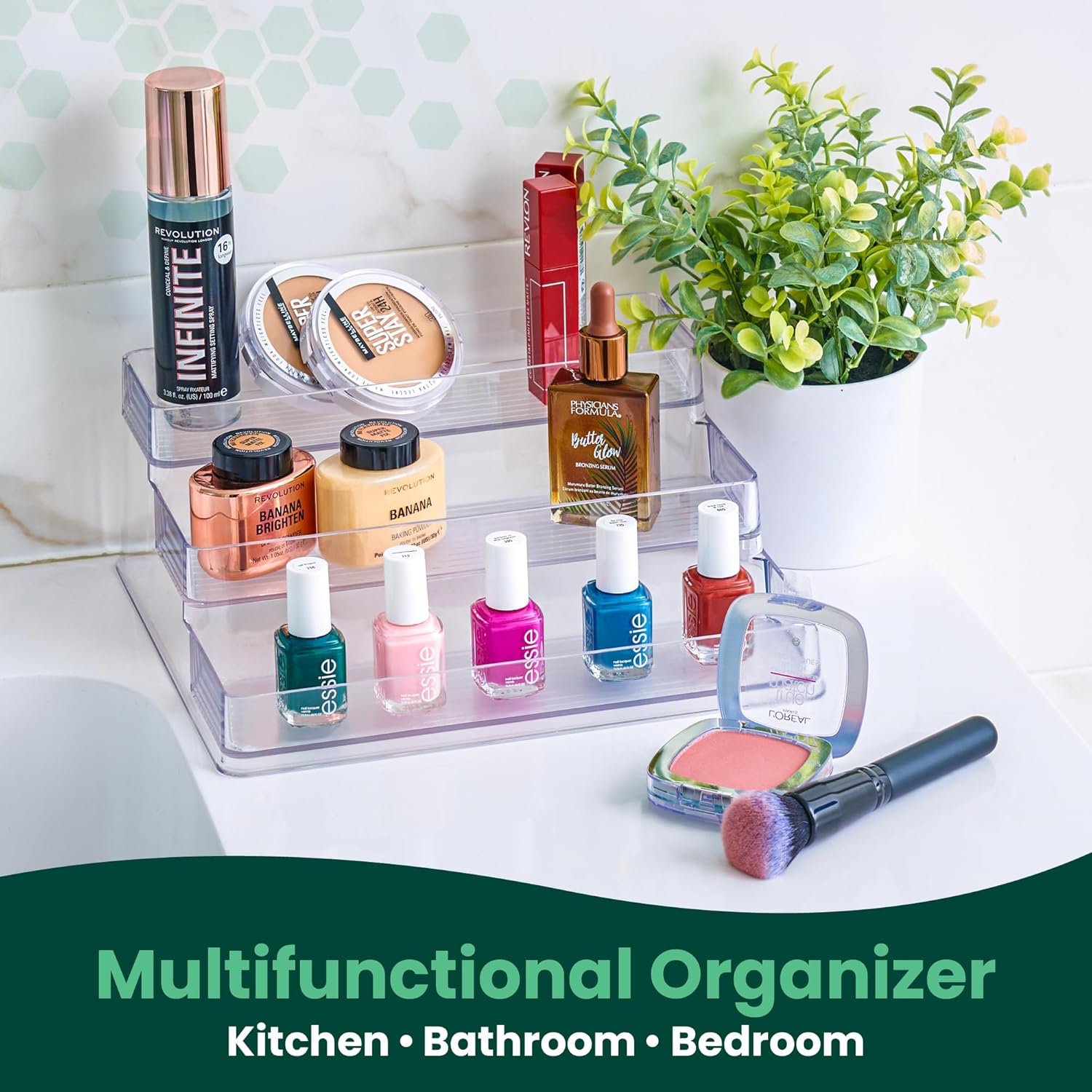 oem odm oizeir clear spice rack (2-pack) – 3-tier acrylic organizer for cabinet – deep spice shelf – 10.4 x 9.6 x 4 inches – holds seasoning and condiments factory & wholesale supplier