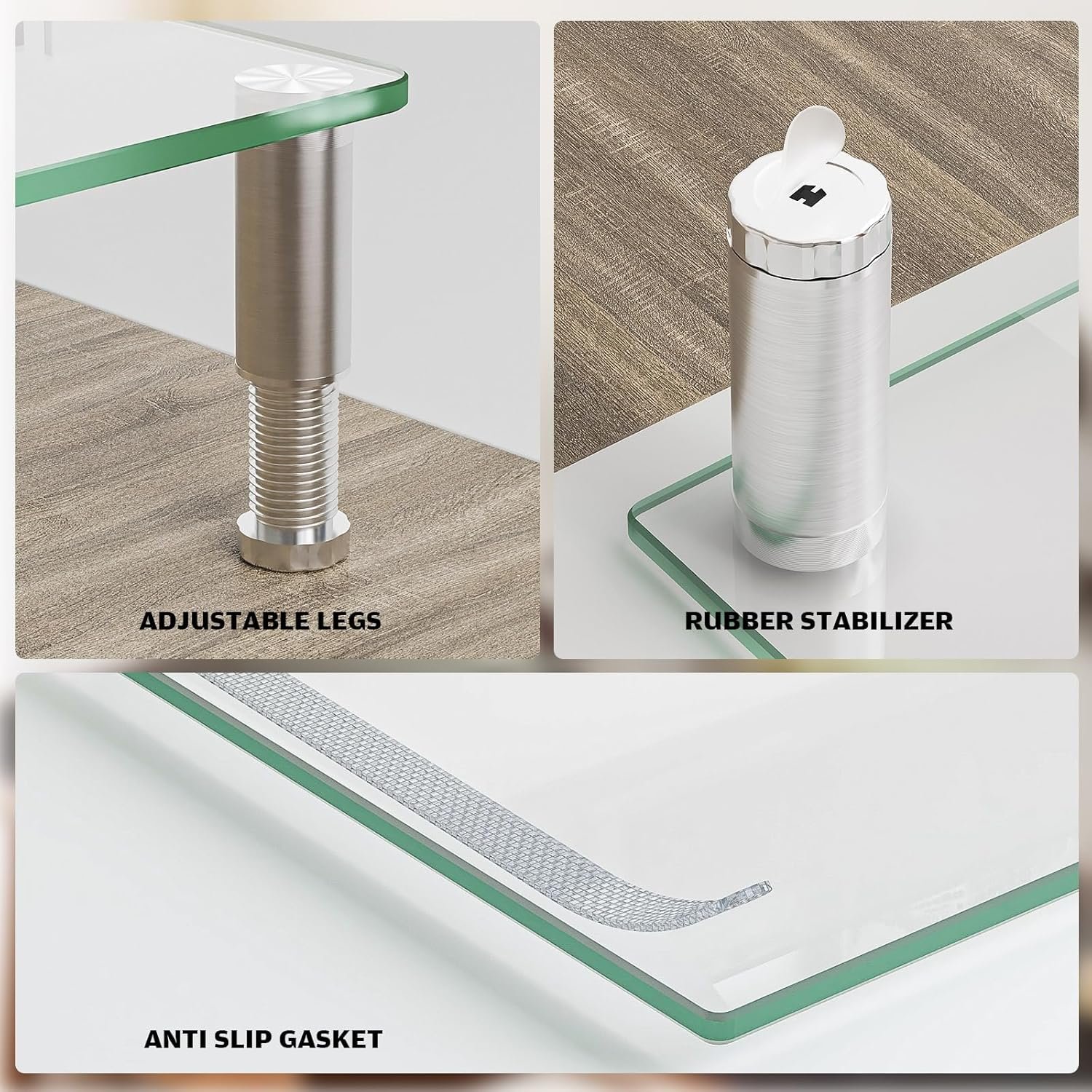 oem odm hemudu dual monitor stand -adjustable length and angle dual monitor riser, desktop organizer for pc, computer, laptop (clear) factory & wholesale supplier