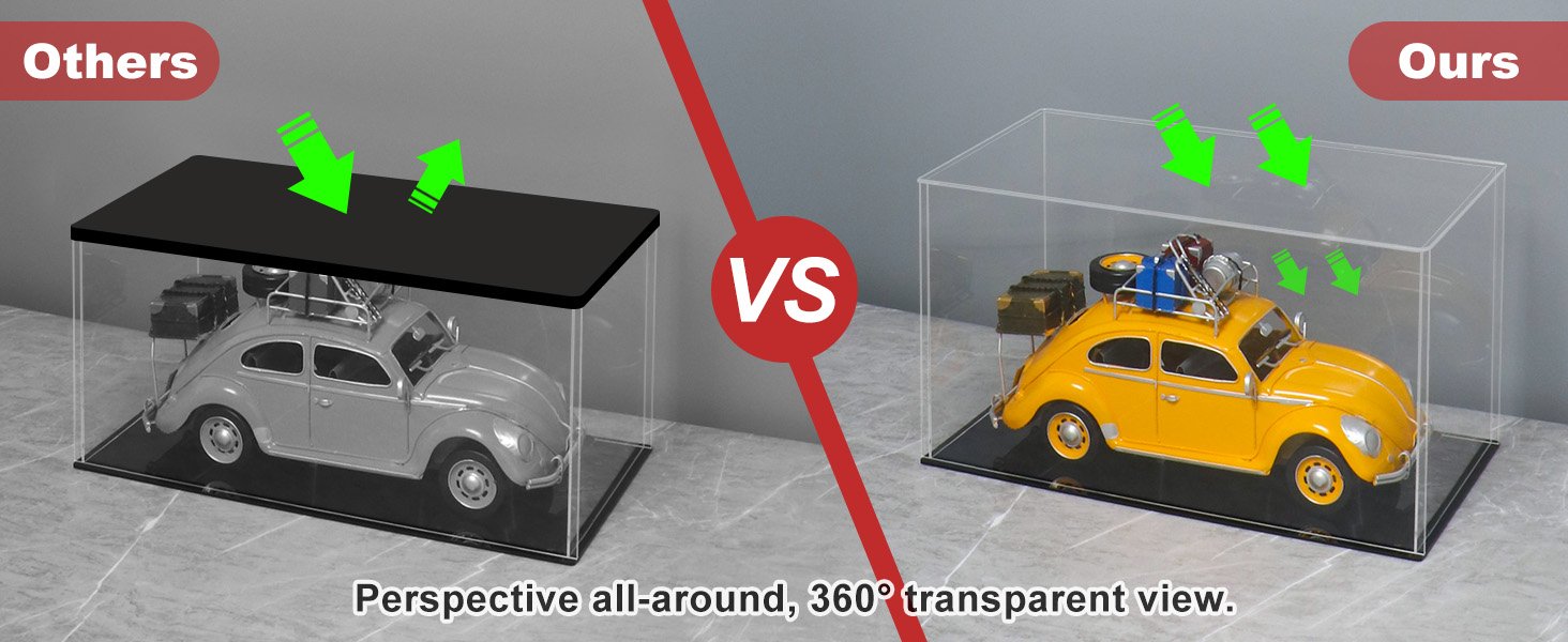 oem odm lanscoery acrylic display case, assemble small showcase display box for collectibles, with dustproof & seamless display design, suitable for baseball 4x4x4inch black base factory & wholesale supplier