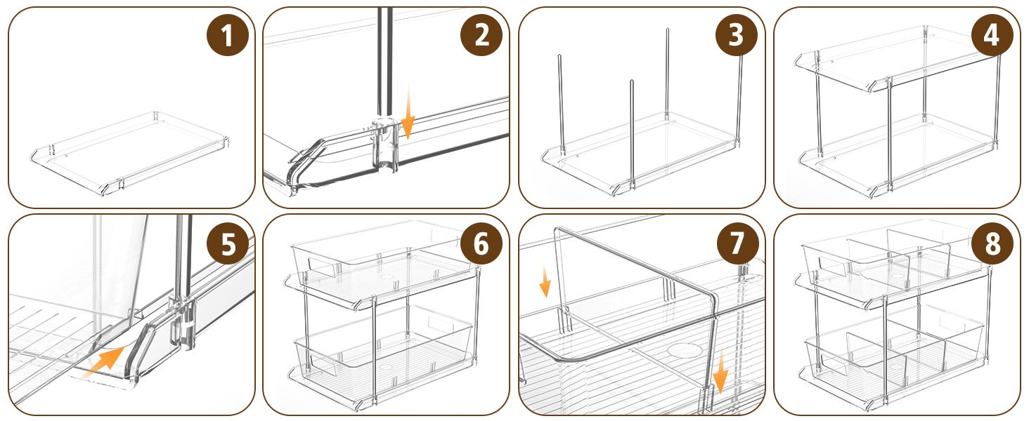 oem odm pull-out home organizer, 2 pack 2 tier clear bathroom organizer with dividers, multipurpose vanity counter tray, kitchen, closet organizers, cabinet & storage container bins factory & wholesale supplier