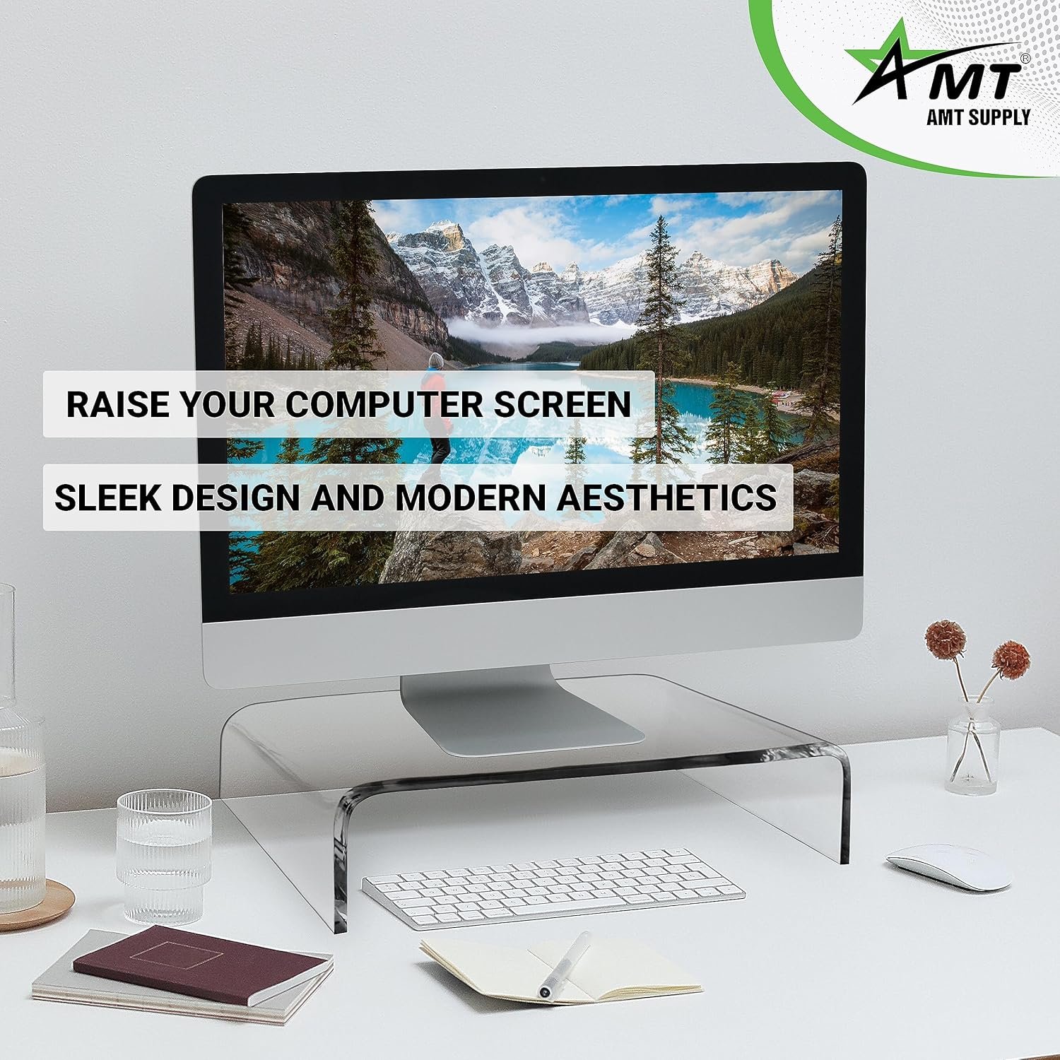 oem odm amt premium acrylic clear monitor riser laptop/pc/multimedia monitor stand for home office factory & wholesale supplier