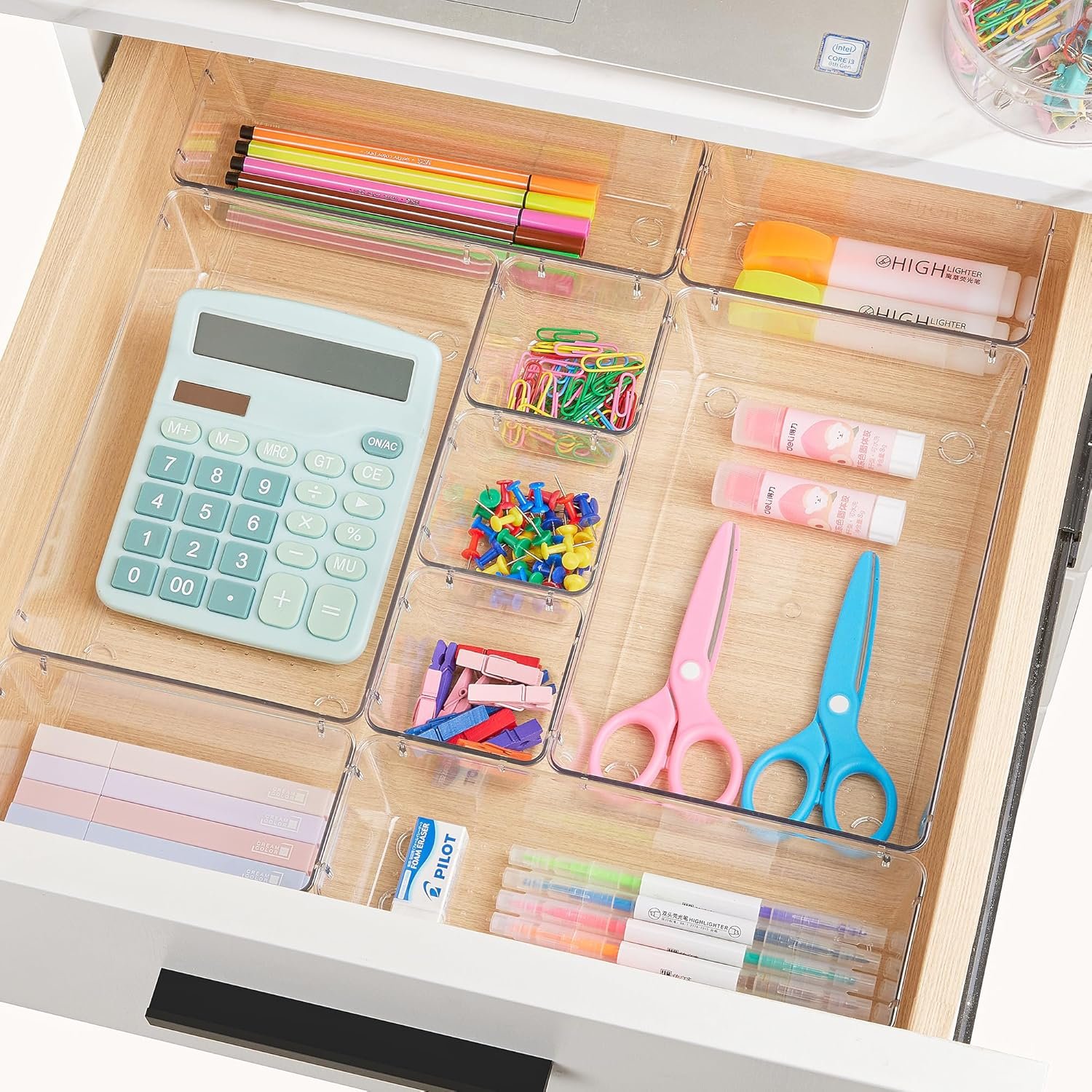 oem odm vtopmart 25 pcs clear plastic drawer organizers set, 4-size versatile bathroom and vanity drawer organizer trays, storage bins for makeup, bedroom, kitchen gadgets utensils and office factory & wholesale supplier