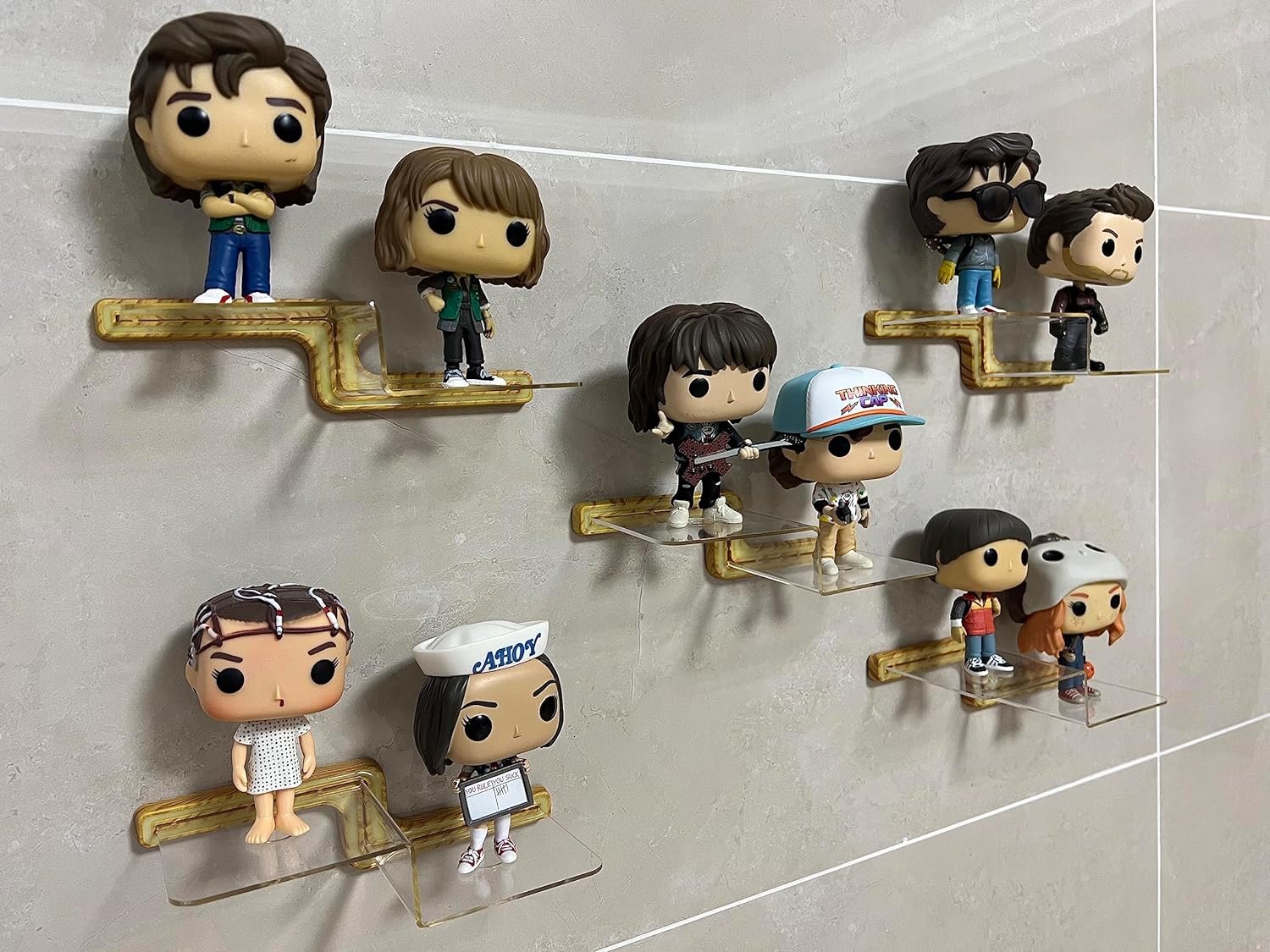 oem odm yodar 5 pack clear acrylic organizers shelves for funko pop figures, invisible riser display shelf for wall storage decor, floating display ledge for figures stand collection, shining at night factory & wholesale supplier