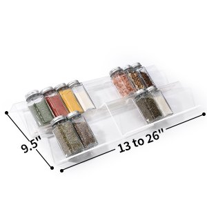 oem odm clear acrylic spice drawer organizer, 4 tier- 2 set expandable from 13
