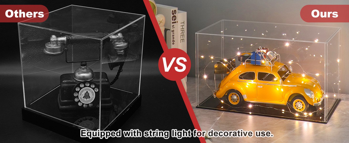 oem odm lanscoery acrylic display case, assemble small showcase display box for collectibles, with dustproof & seamless display design, suitable for baseball 4x4x4inch black base factory & wholesale supplier