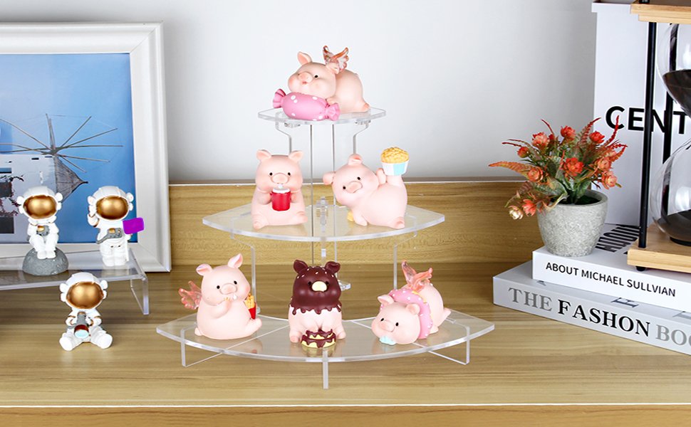 oem odm acrylic riser display shelf for amiibo funko pop figures,perfume & cologne organizer,3 tier cupcake stand desserts holder,crystals collectibles decoration on tabletop (l-shaped display platform) factory & wholesale supplier