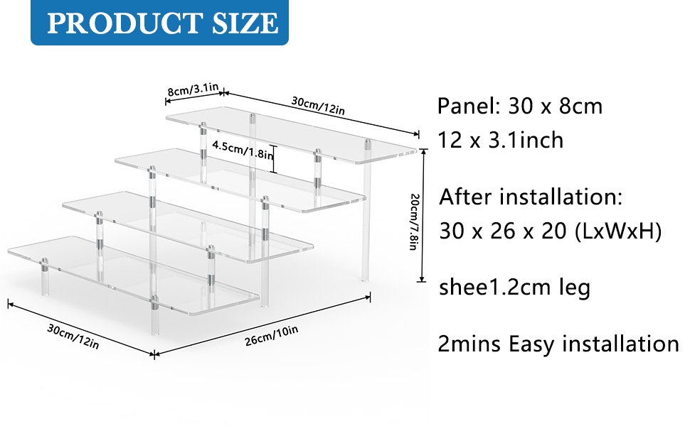 wholesale acrylic display riser stand shelf clear 4 tier cupcake stand perfume display holder figures desktop decoration and organizer showcase toys retail display rack candy dessert buffet 4 step collection (1 pack) factory & supplier oem odm