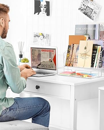 oem odm acrylic desk organizer, clear countertop file organizer with drawer, office mail document paper sorter, 3 compartments, smalll factory & wholesale supplier