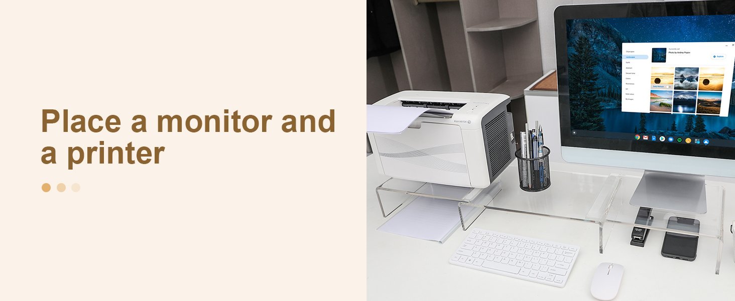 oem odm x-cosrack acrylic monitor stand riser,dual monitor stand with adjustable length and angle,3 shelf with anti-slip mat for laptop, computer, pc, printer,tv screen factory & wholesale supplier