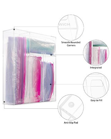 oem odm aquiver acrylic bags storage organizer - baggie bags drawer organizer & plastic food storage bags holder - compatible with gallon, quart, sandwich, snap, freezer, slider bags (clear) factory & wholesale supplier