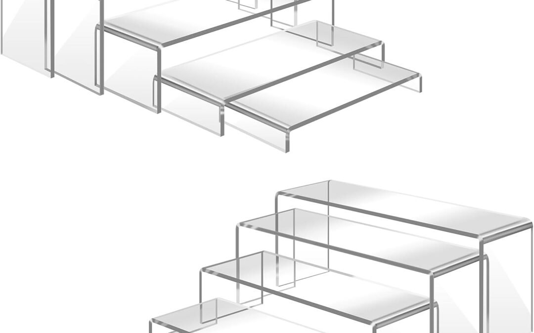 OEM ODM 10 Pcs Large Acrylic Display Risers, 2 Sets Clear Risers Display Stands, 0.19″ Thick Large Acrylic Risers for Display, Clear Rectangular Display Shelf for Showcase Cupcake Dessert Toys Perfume Factory & Wholesale Supplier