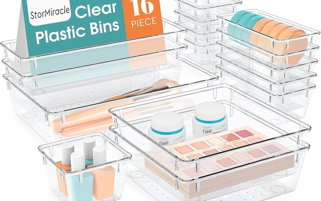 OEM ODM 16 PCS Drawer Organizer Set, 5 Varied Size Bathroom and kitchen Drawer cabinet organizer Trays, Clear Storage Bins for Makeup, Jewelry, Utensils and Gadgets Factory & Wholesale Supplier