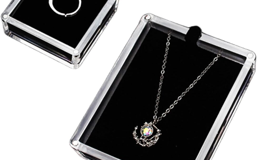 OEM ODM 2 Pcs Different Sizes Small Acrylic Jewelry Box with Lid Clear Gemstone Display Box,top cov with magnetic automatic adsorption and Sponge Inside for Gems,Coins, Medallions, Jewelry Packing Factory & Wholesale Supplier