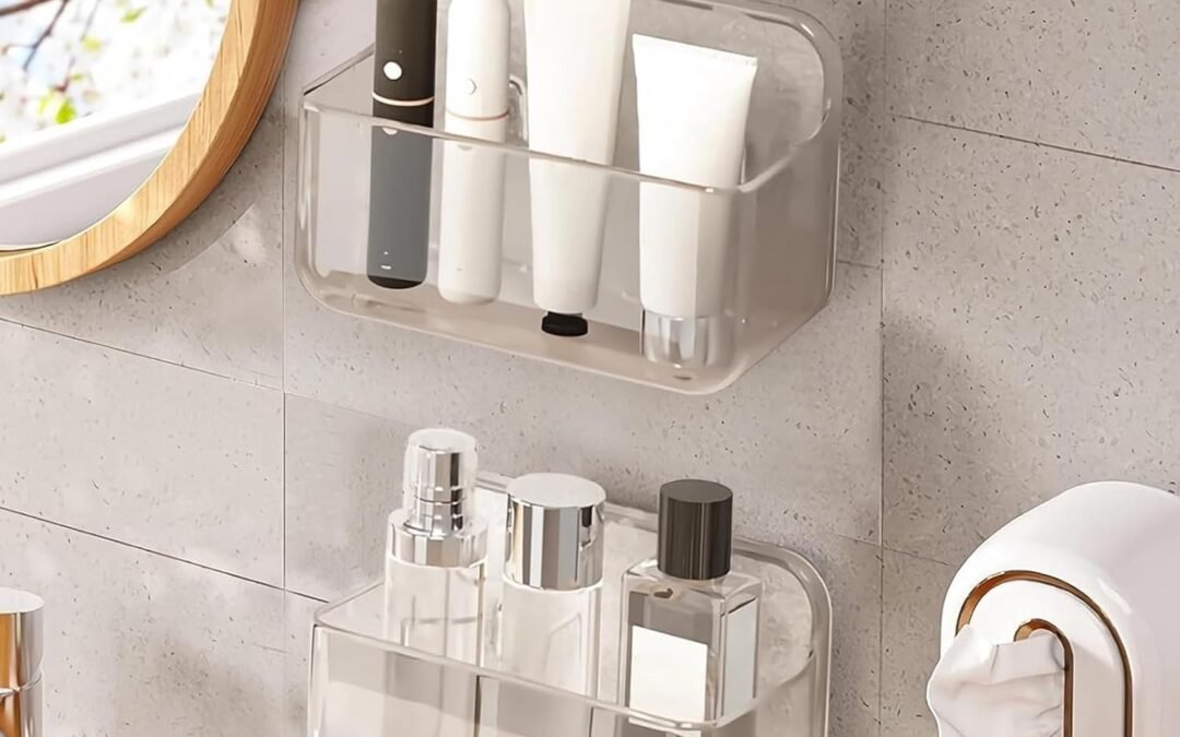 OEM ODM 2pc Acrylic Wall Mount Organizer, Acrylic Adhesive Organizer, Clear Shelf, Bathroom Shelves for Wall,No Drilling Hang Walls,with Self Adhesive Tape, for Bathroom, Kitchen, Living Room Factory & Wholesale Supplier