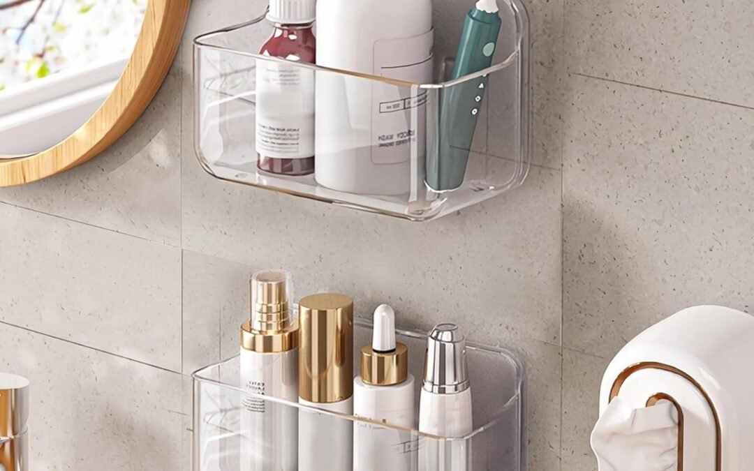 OEM ODM 2pc Acrylic Wall Mount Organizer, Adhesive Clear Cabinet Door Organizer,Acrylic Shelves for Wall,No Drilling Hang Walls,with Self Adhesive Tape, for Bathroom, Kitchen, Living Room Factory & Wholesale Supplier